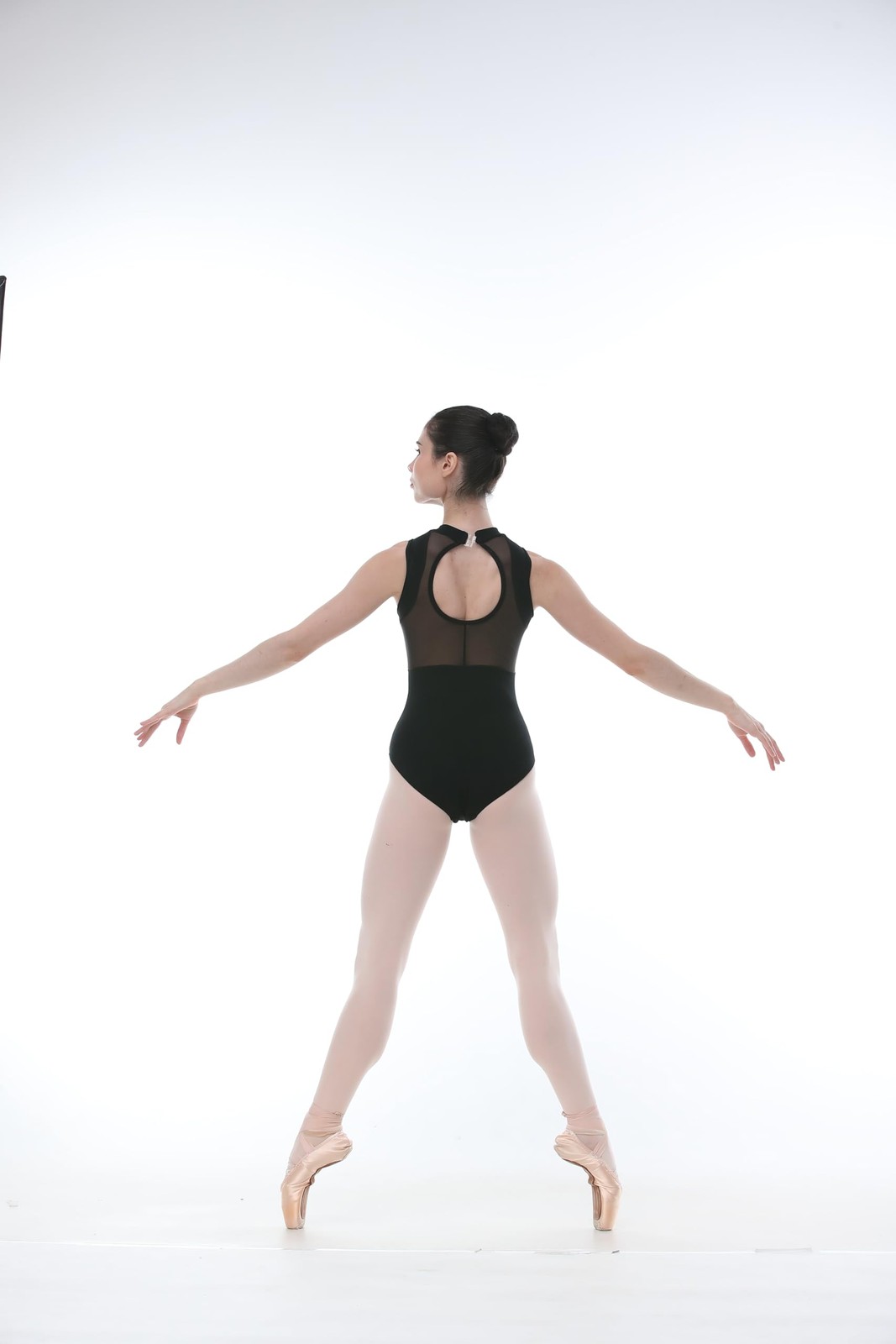 Girls Womens High Neck Leotard 03D0330 Mesh Panel Open Back Ballet Yoga