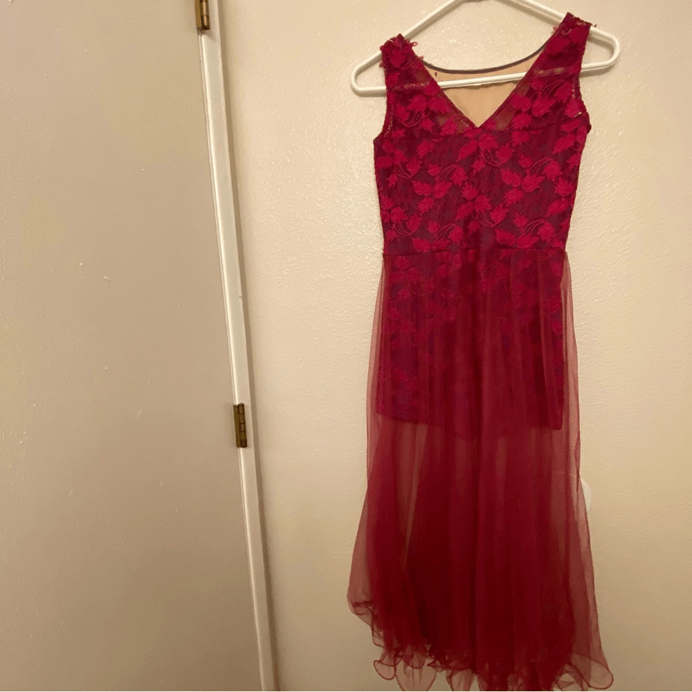 Curtain Call Dance Costume lyrical hot pink lace dress R625 adult med. AME