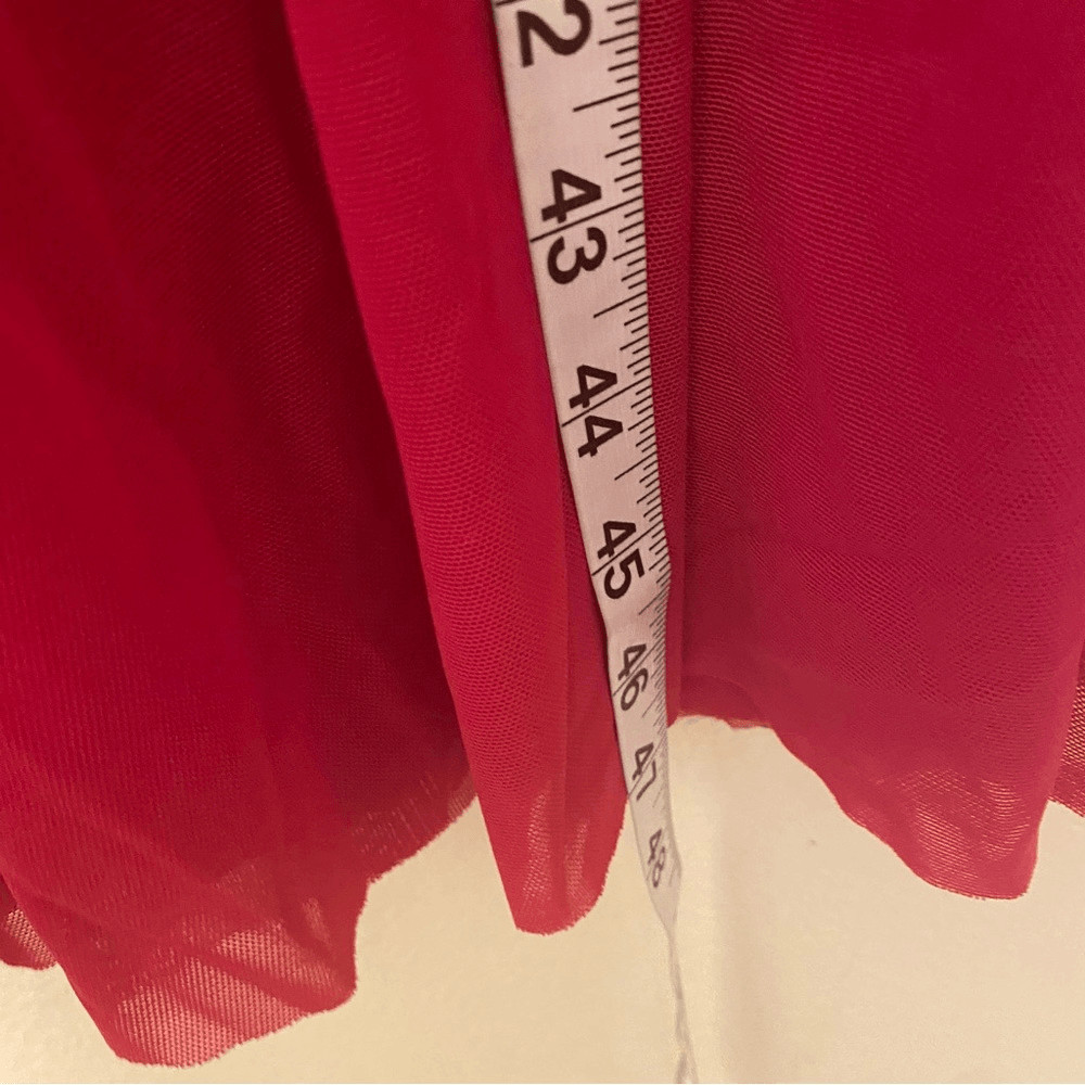Weissman Dance costume red maxi mesh flocked dress More 12261 Adult XLA