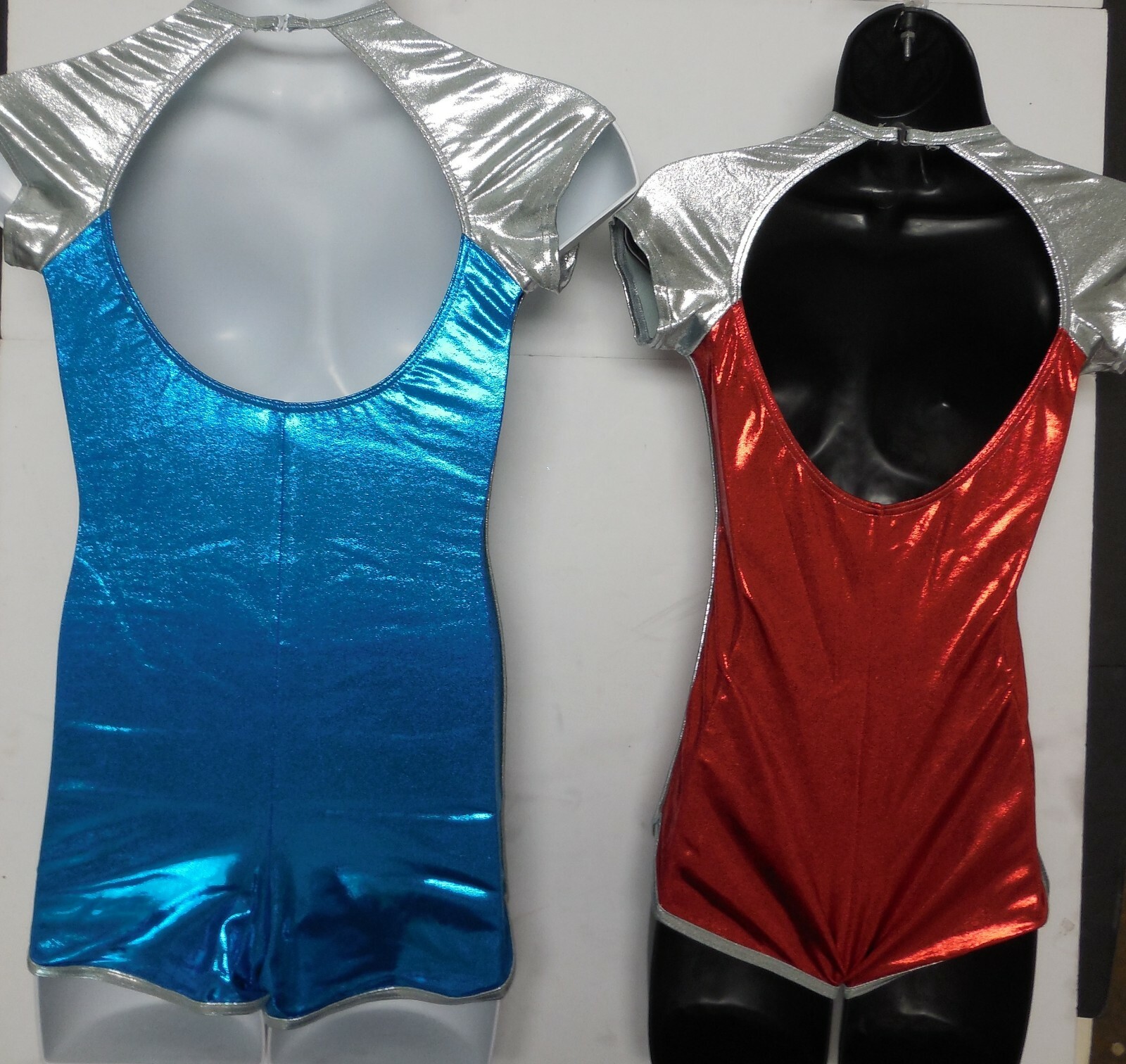 Cap Sleeve Sport Style Shorty Unitard Foil Spandex Sequin Bodice Gym Leg Ad/Ch