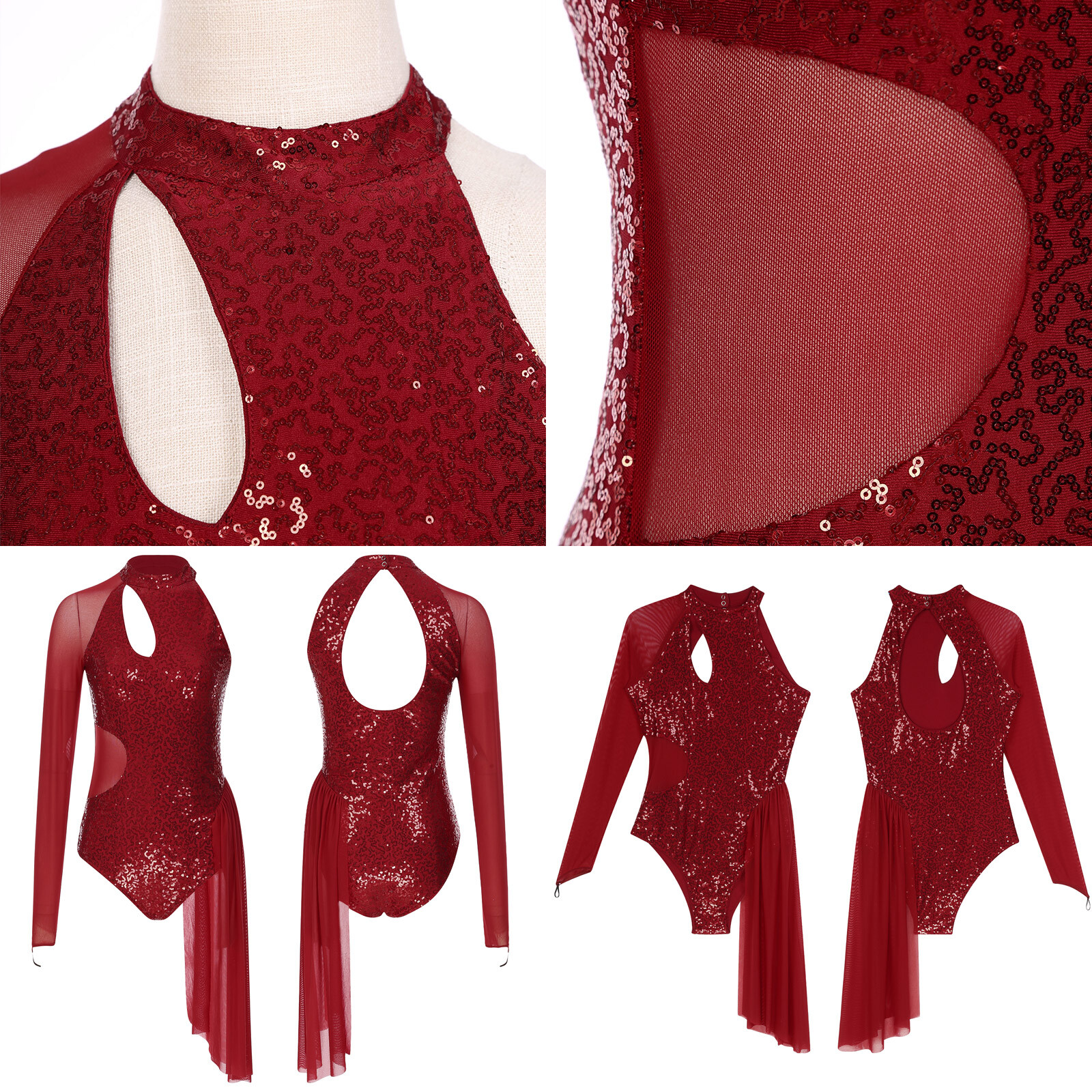 Women’s Jumpsuit Sheer Leotard Mesh Bodysuit Elegant Unitards Cut Out Dress
