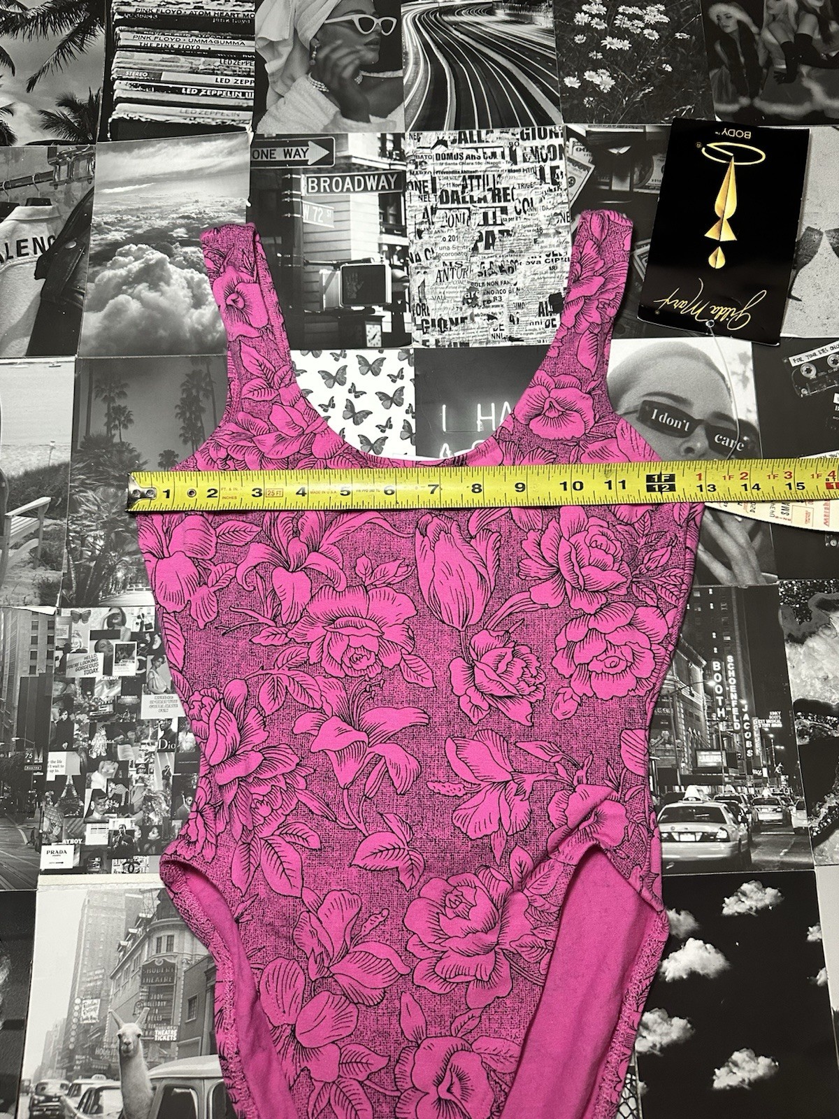 NWT Vintage Gilda Marx 80s Leotard Sz S Pink Floral High Cut High Cut Flexatard