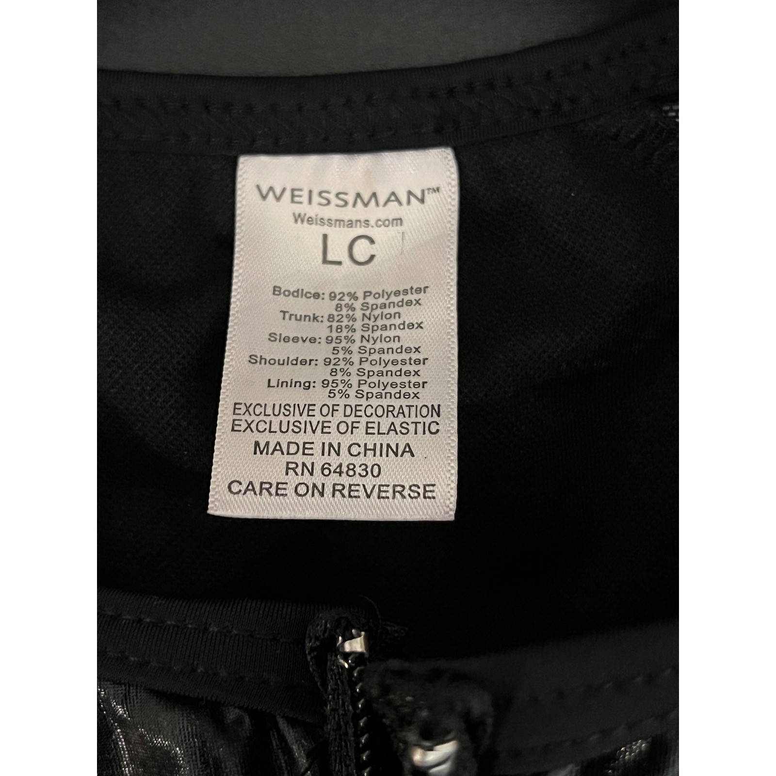 Weissman Black Mesh Rhinestone Embellished Long Sleeve Leotard Dance Costume