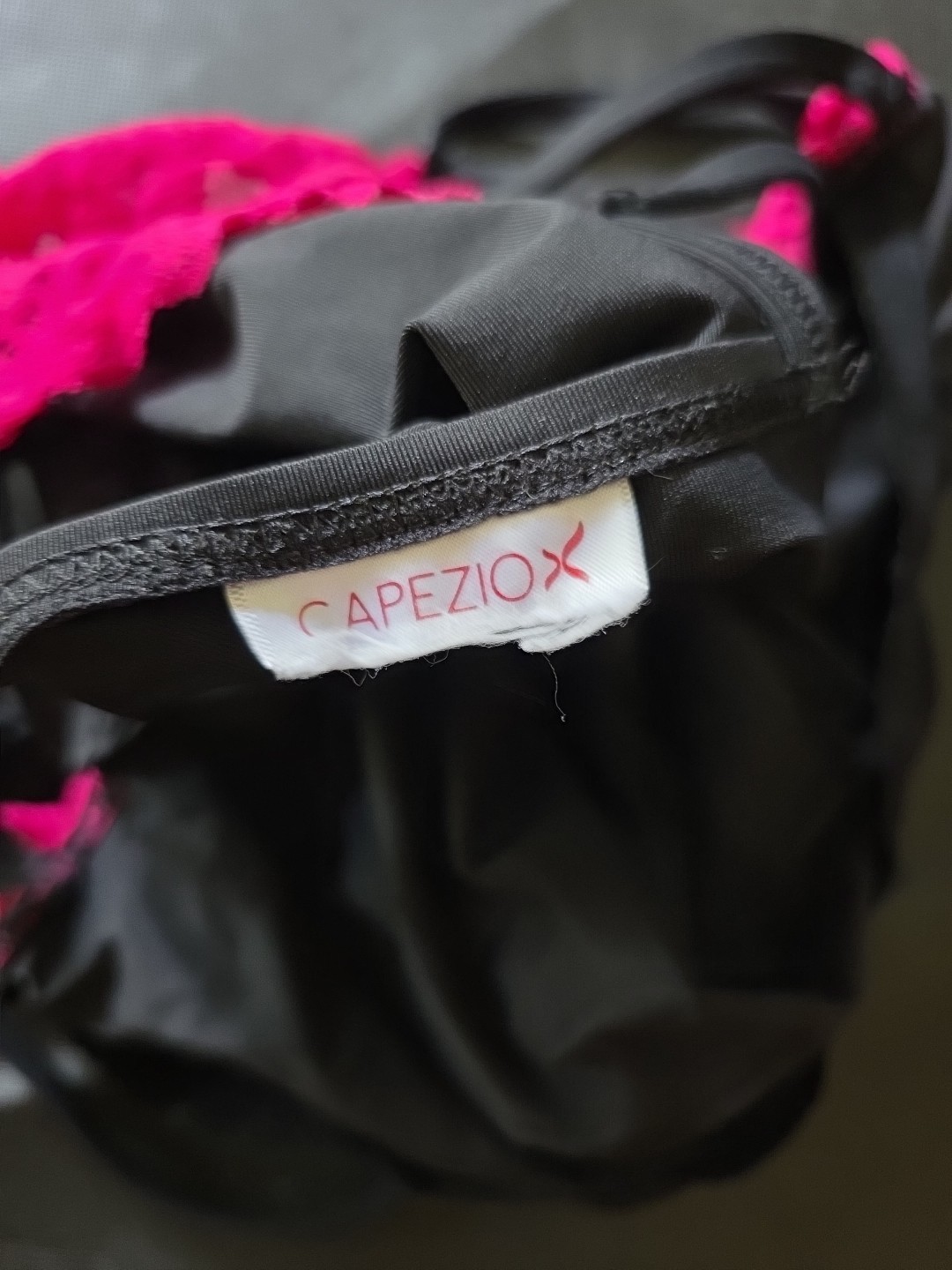 Capezio Black And Hot Pink Lace And Cut Out Back With Straps Dance Leotard- A SM