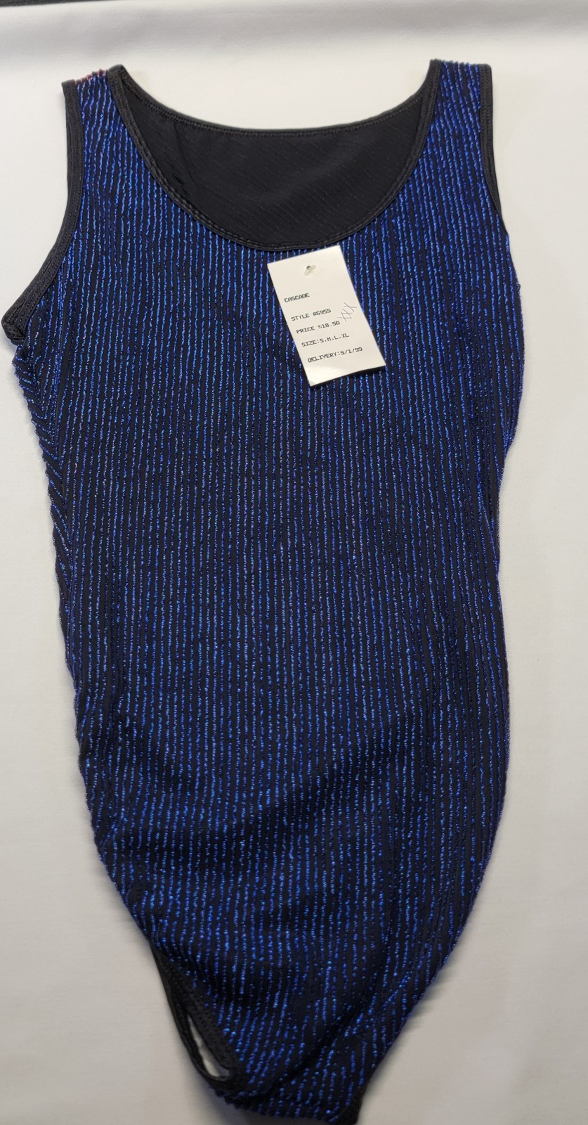 Body Wrappers Leotard Front Top Red Blue Bottom Black Band Blue Back SZ MA