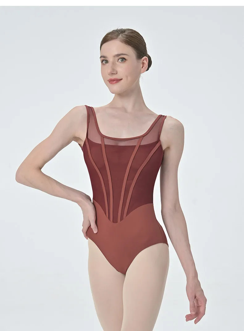 Retro Ballet Leotard Women Design Spliced Gymnastics Bodysuit Dance Clothing