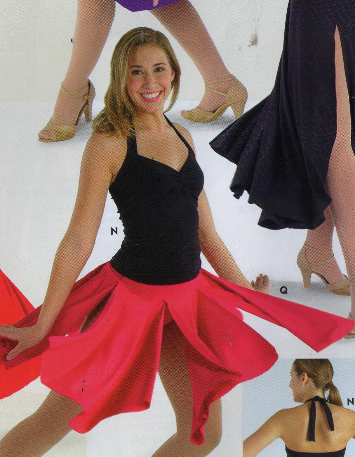 BALLROOM PRACTICE SKIRT COLORS LADIES Flyer Skirt Child/Adult Trunks attached
