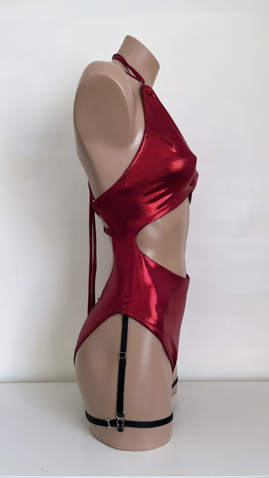 Schminke👙 ring monokini high waist pole dance wear hologram bodysuit wet look