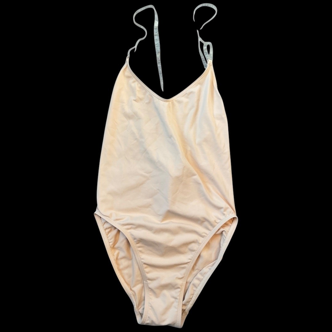 NWOT Capezio Nude Camisole-Style Leotard with Clear Transition Straps Sz Medium