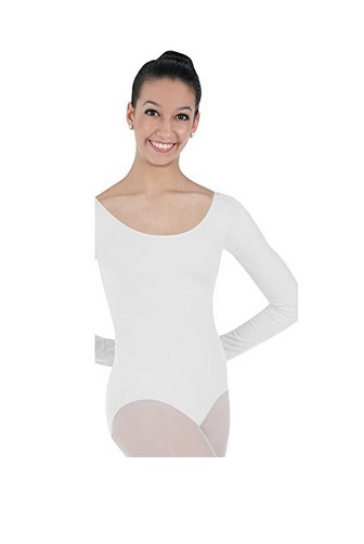 Body Wrappers BWP226 White Women’s Medium (8-10) Long Sleeve Ballet Cut Leotard