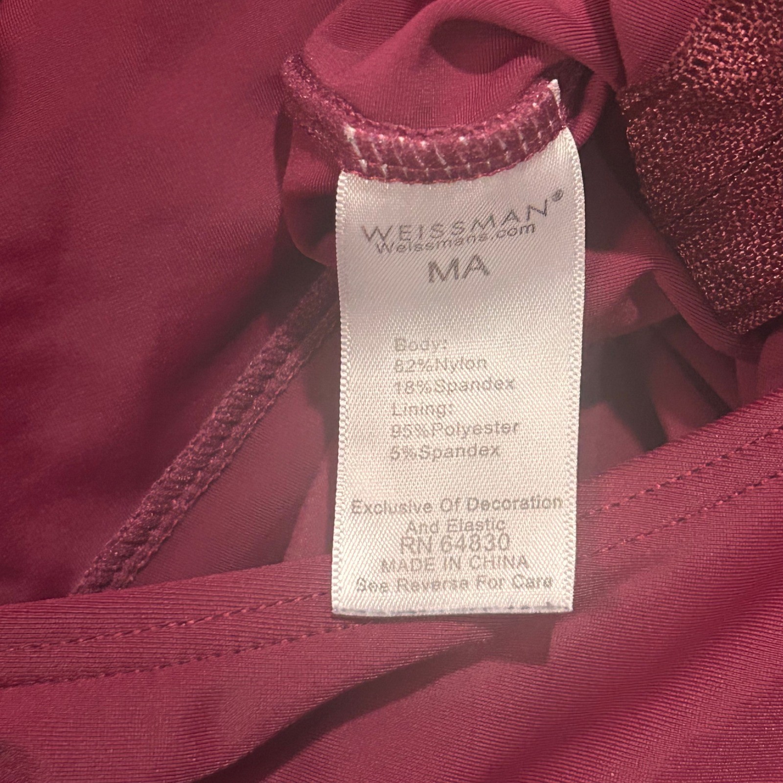 Weissman Dance Leotard Mock Neck MA Burgundy Balletcore Contemporary Minimalist