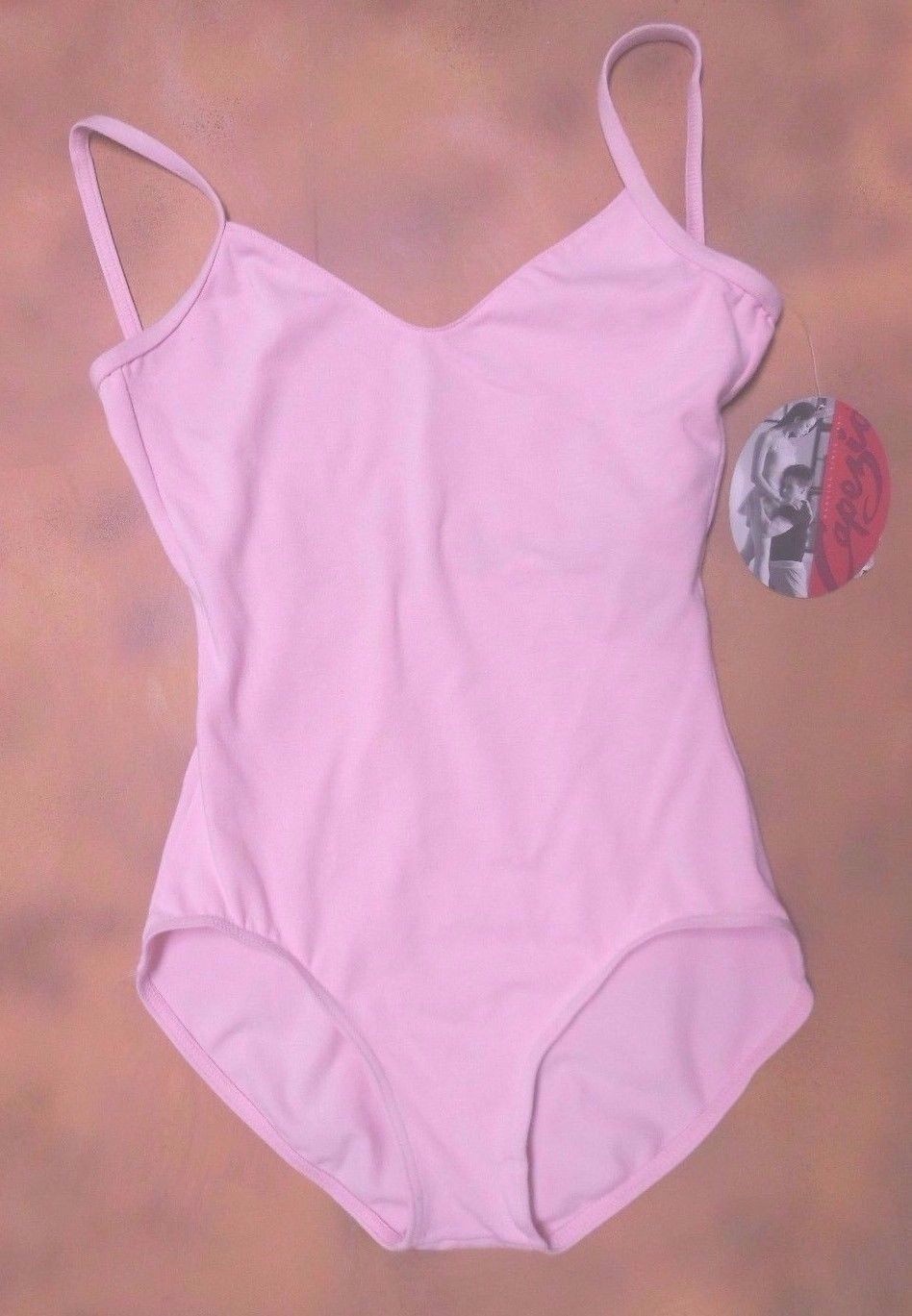 CAPEZIO CAMISOLE LEOTARD Pink w Rhinestone back cotton spandex 90193 Small Adult