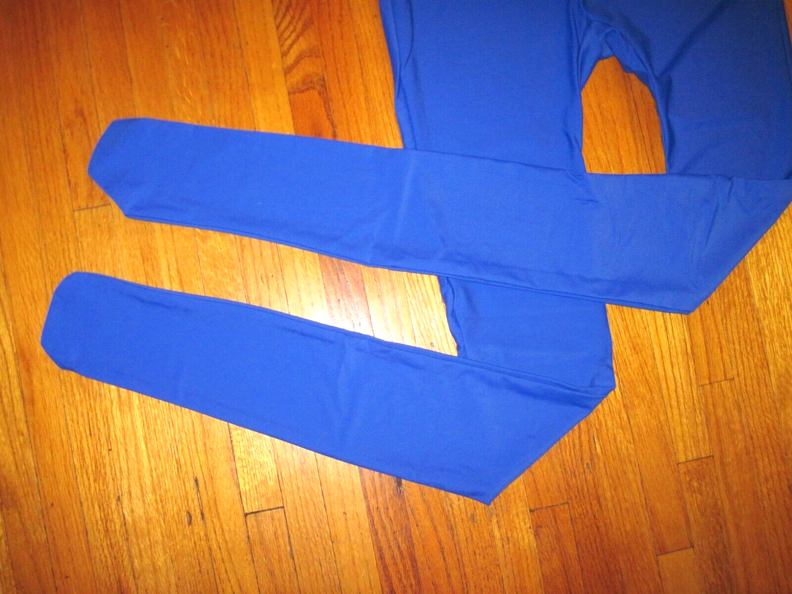 Plus Size Shiny Royal Long Sleeve T Neck Footed Unitard W/Hands Sz 2XL-16-18 New