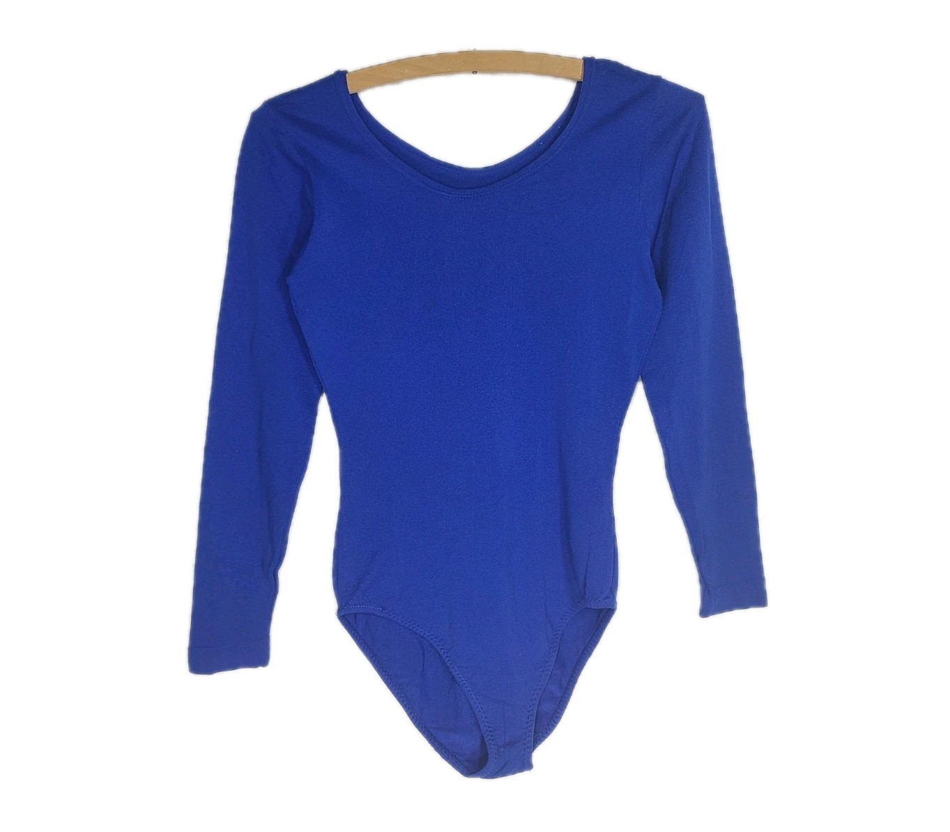 Vintage 1970s Stretch Leotard Long Sleeve Navy Blue Retro Gymnastics Women Small