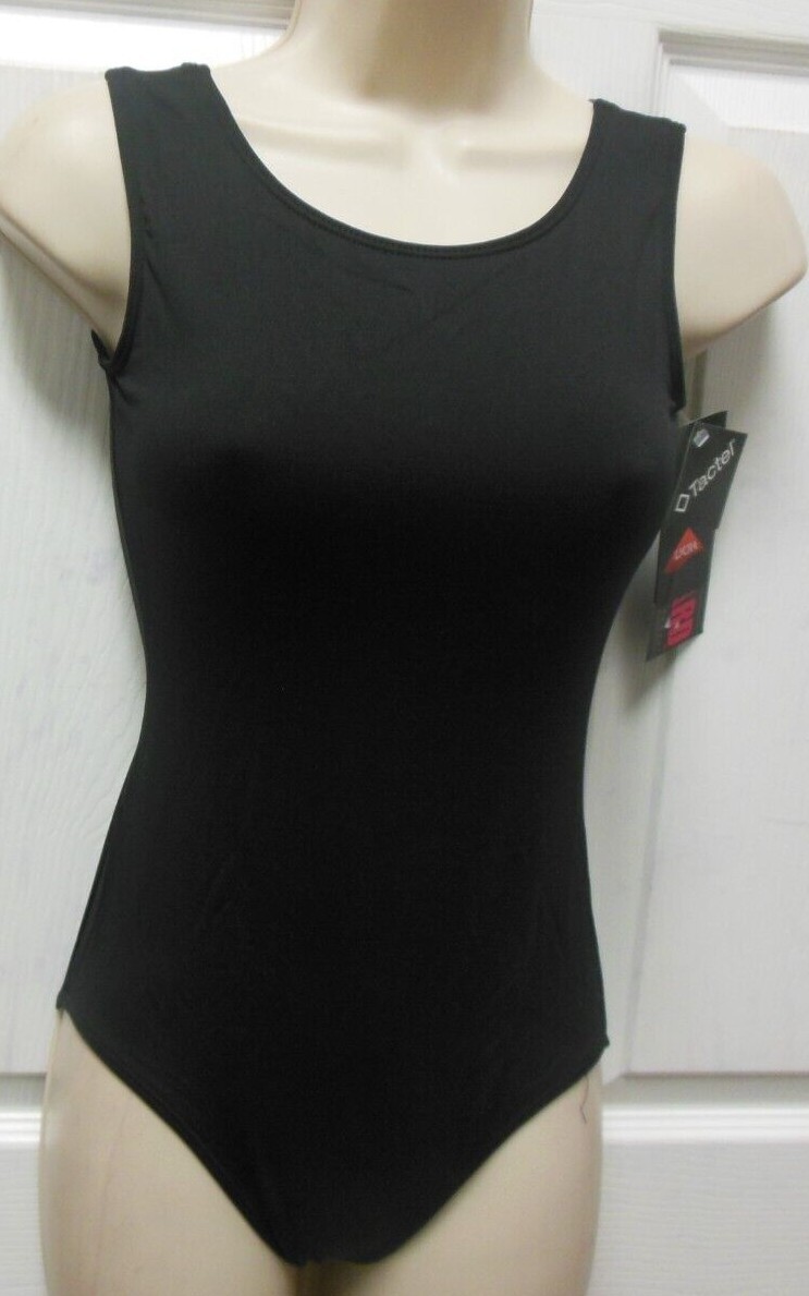 Eurotard Black Tank Ladies Ballet Dance Microfiber Fully Front Lined 4402 NWT