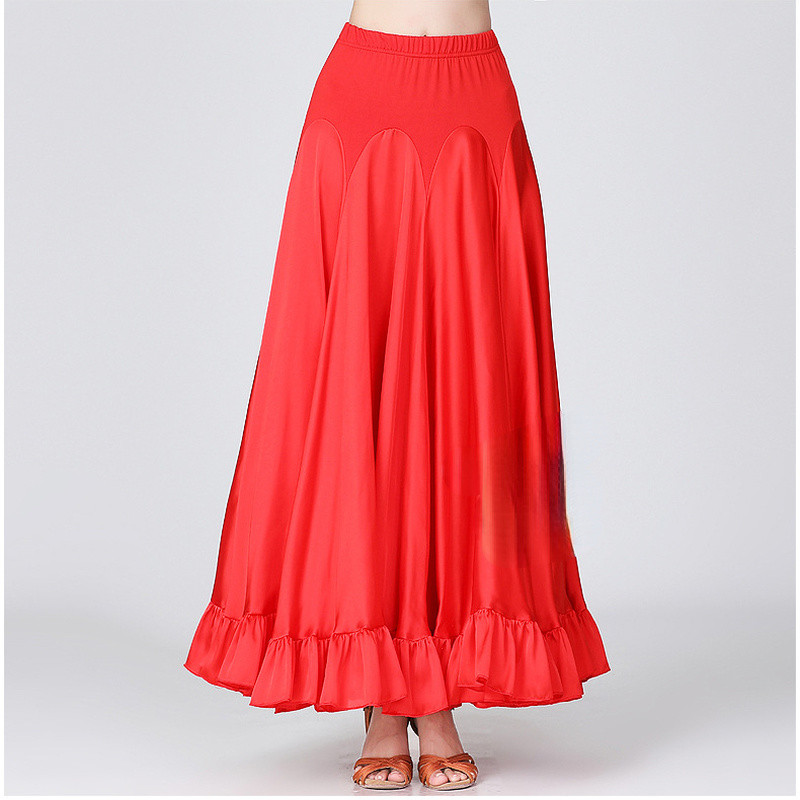 Ladies Swing Satin Skirt Ballroom Modern Waltz Tango Dance Costume Fairy Chic
