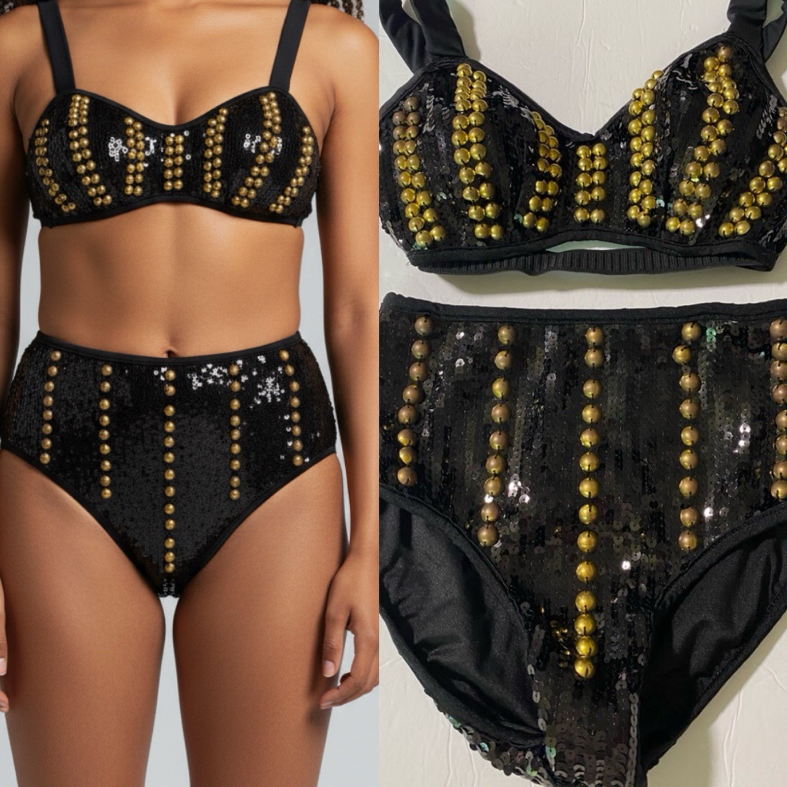 Glamour Dance solo dance costume mature sequin studded rocker goth 2 piece SA/MA