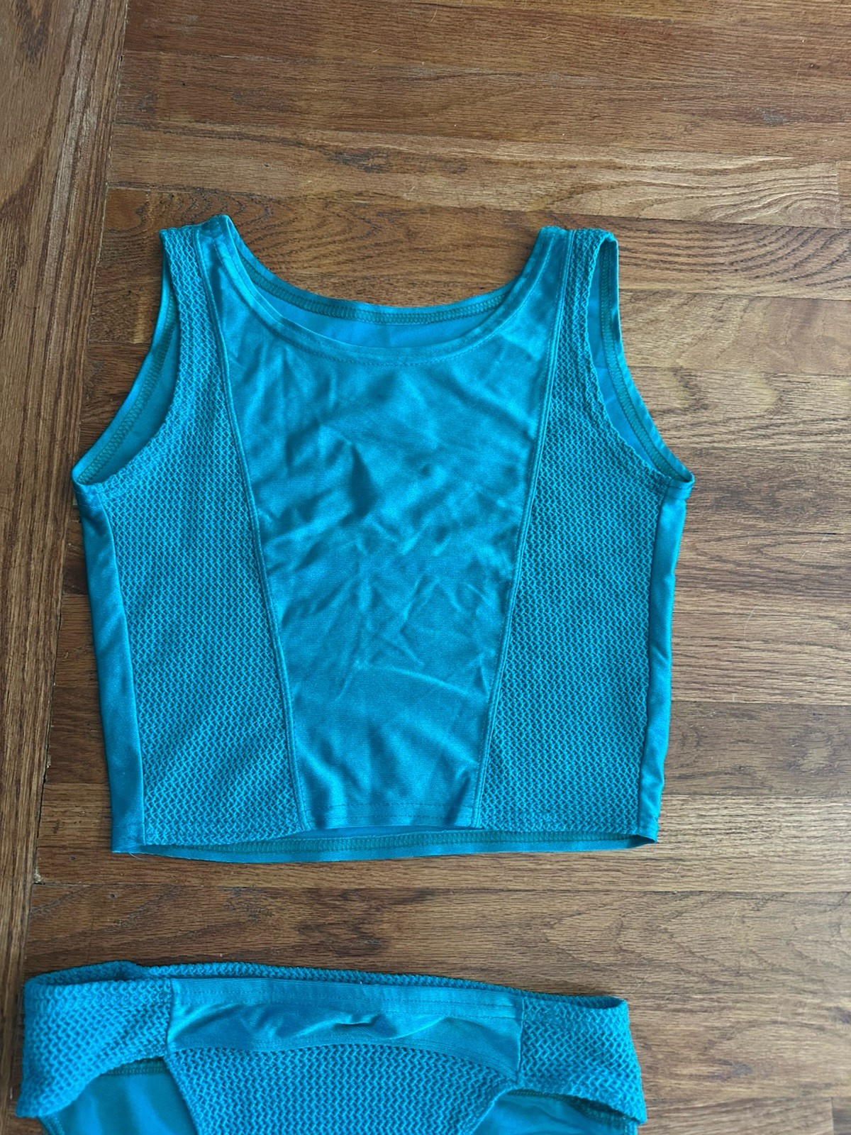 Vintage 80s Rainbeau Bodywear Aerobic Two Piece Set Turquoise Woman’s M