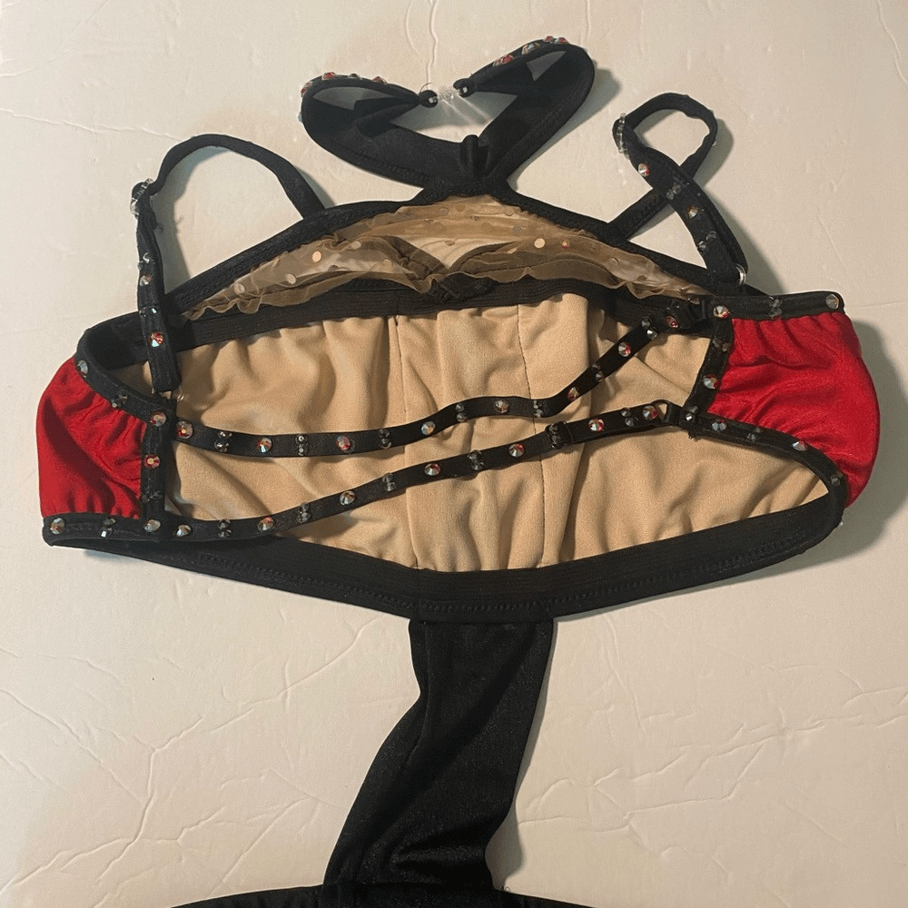 Pumpers solo Custom Jazz red fringe dance costume Mature MA-Medium adult