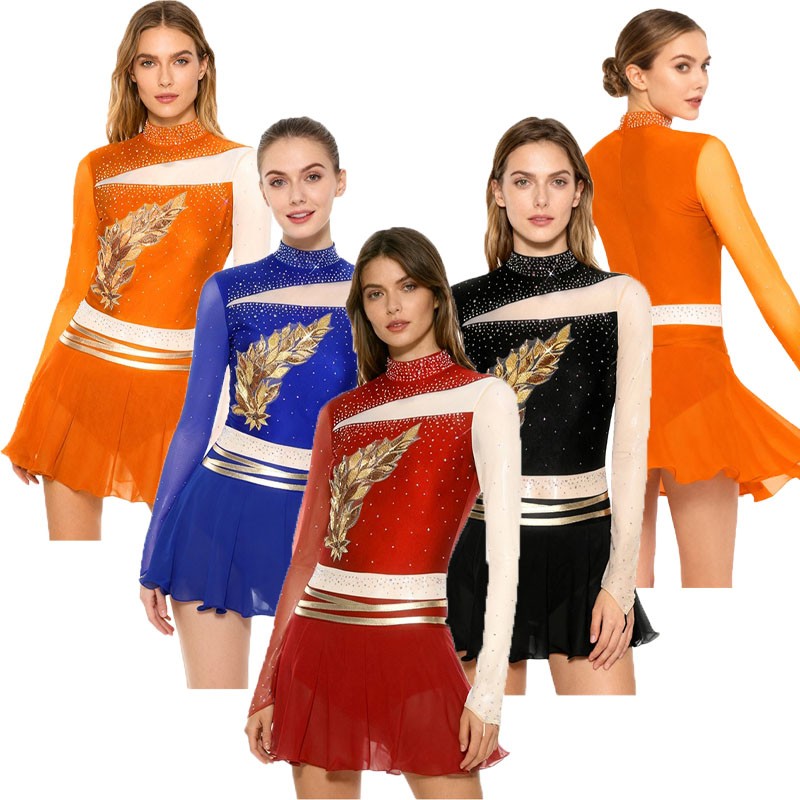 Womens Costume Samba Leotard Color Block Dress Performance Dancewear Stage