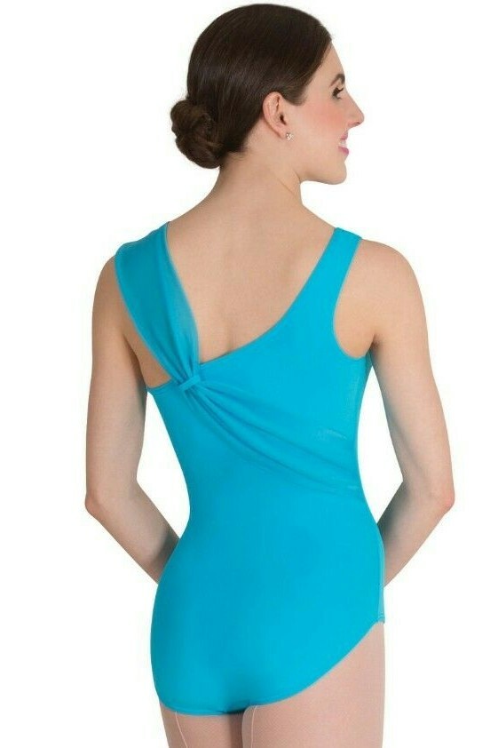 Asymmetrical leotard tank mesh slideTilerPeck line P1222 2 colors Ladies szs