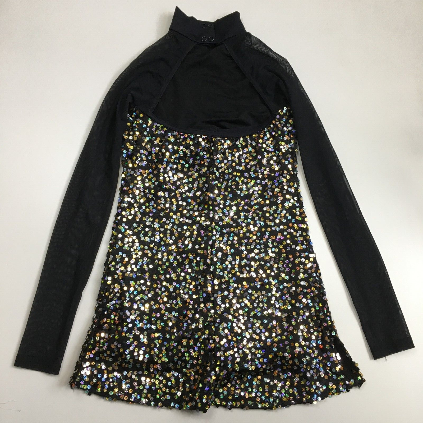 BALARA Dance Black Gold Silver Black Sequins Short Insert Dress sz Small/XS