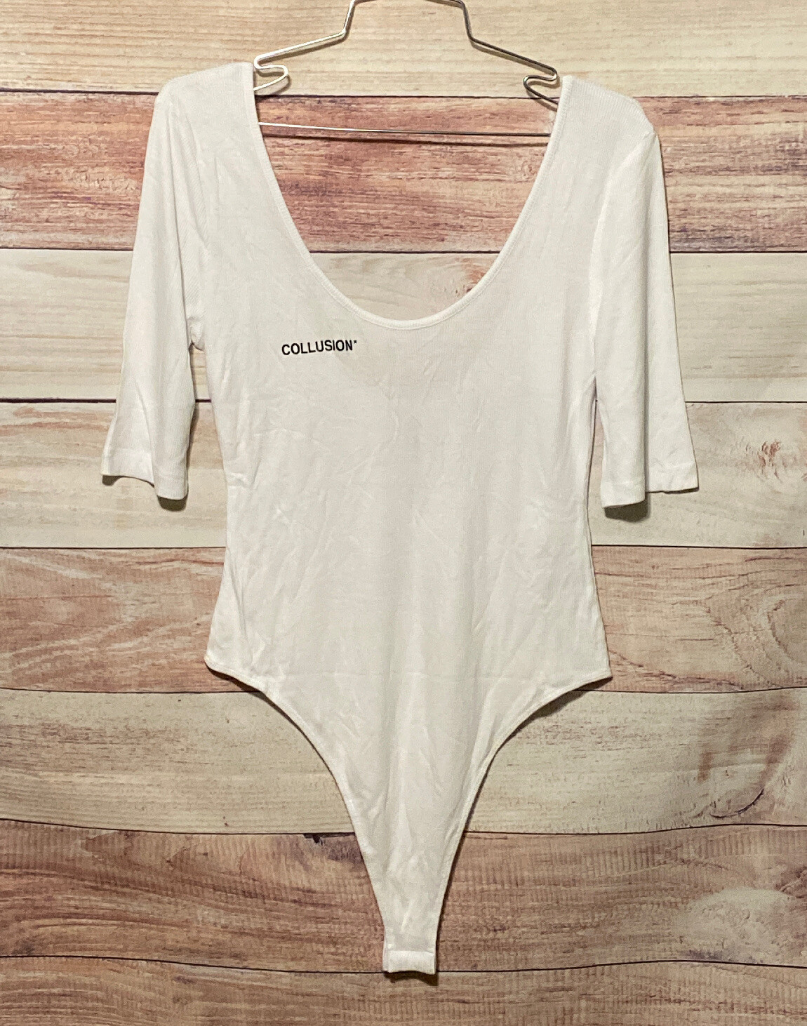 ASOS Collusion Women’s Body Suit Sz 10 White Short Sleeves NEW LBB76