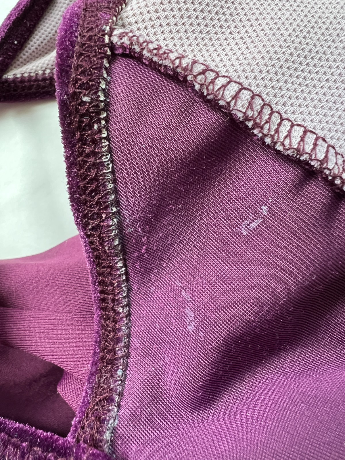 Ainsliewear plum purple leotard with velvet trim- size L
