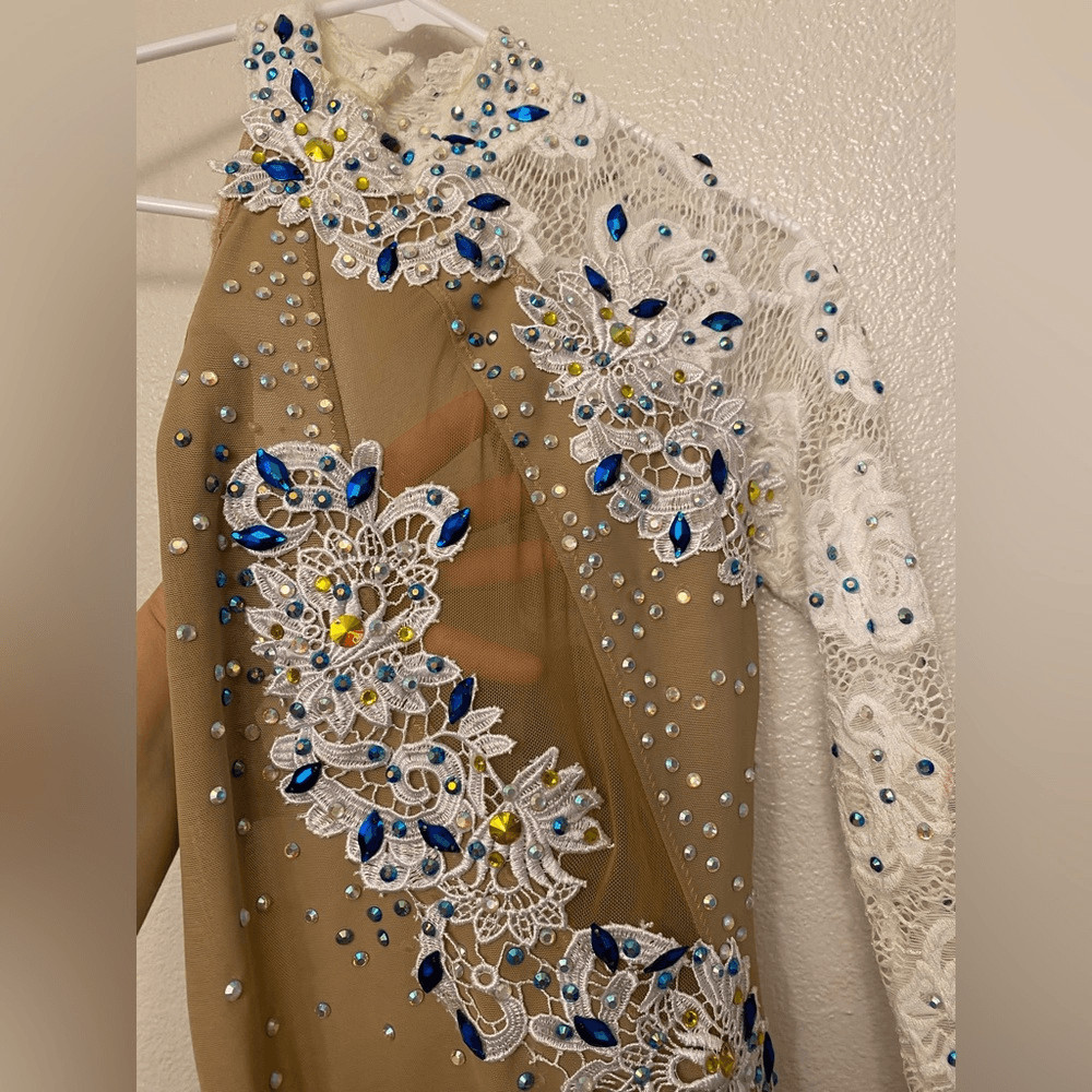 Custom made glamorous mature solo ballroom dance costume rhinestoned SA adult