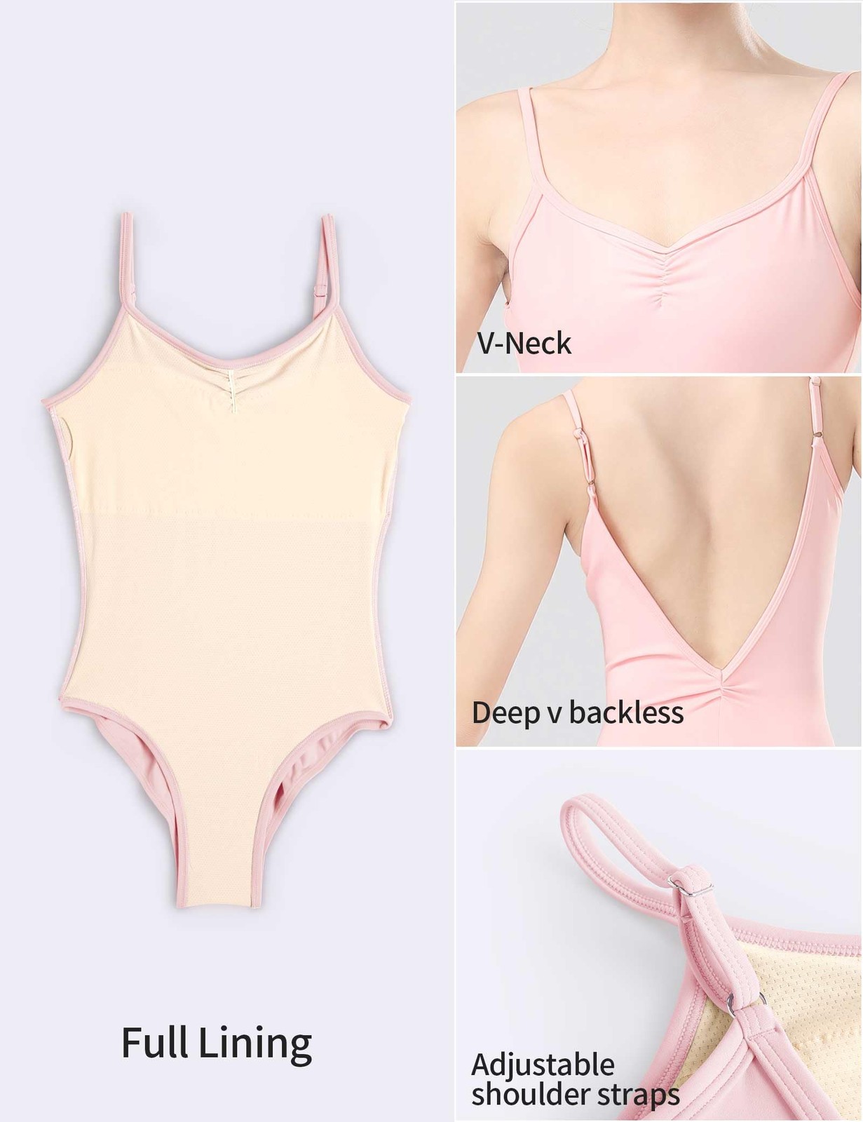 Ballet Leotards for Women, Backless Camisole Bodysuit With Adjustable Straps,…