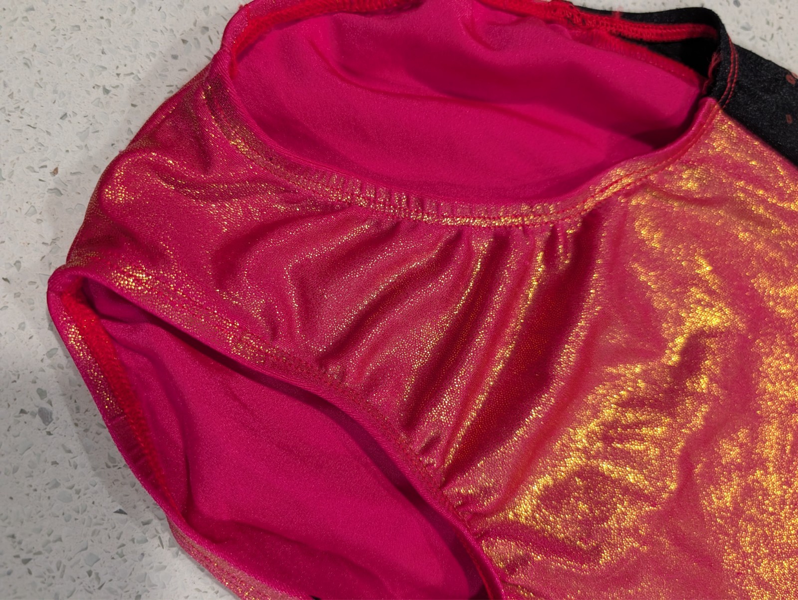 CUTE GK Elite gymnastics dance leotard AS Small Sequins Orange CORAL MYSTIQUE