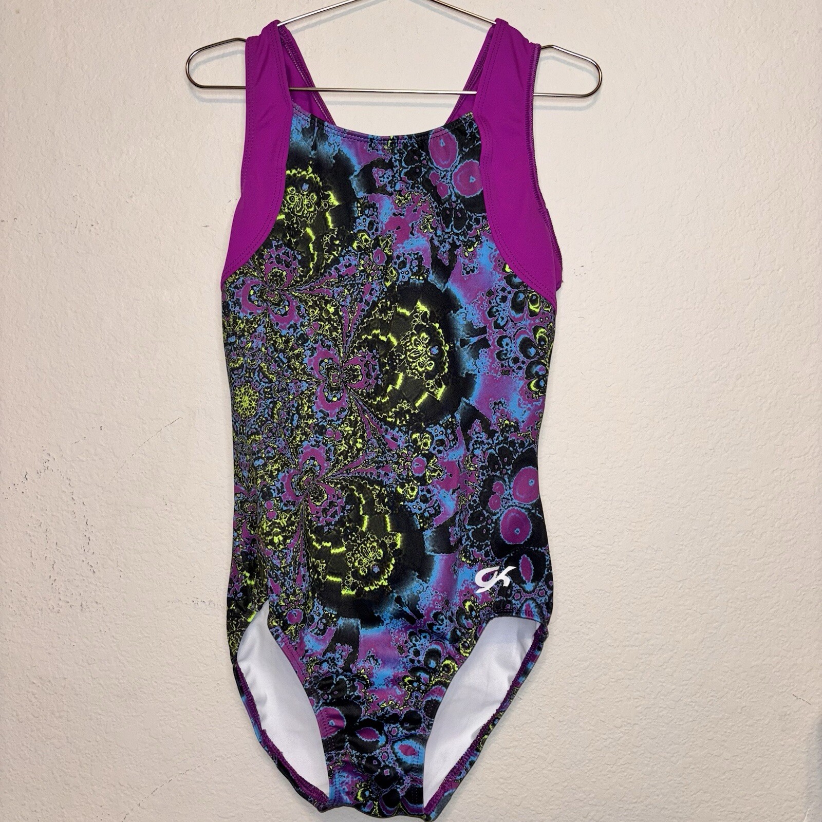 GK Elite Adult Extra Small AXS Gymnastics Dance Leotard Purple, Blue, Black