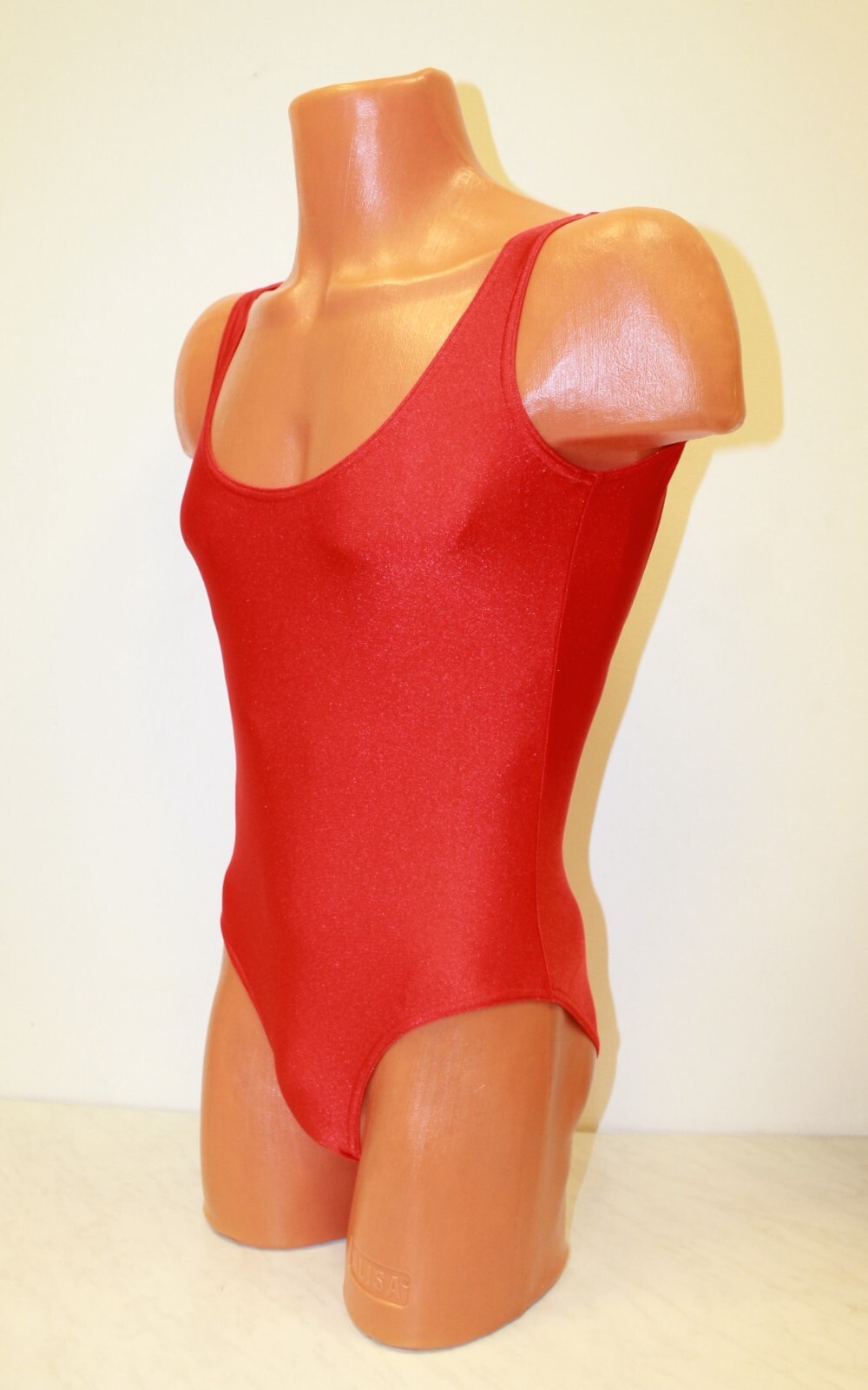 Men Leotard 150-07 Bottom Full Closed Red Spandex Size S