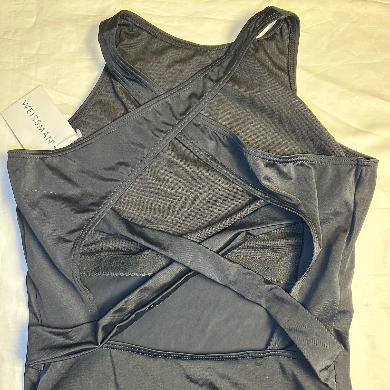 Weissman NWT Black Crisscross Back Tank Ballet Dance Leotard 14055 MA