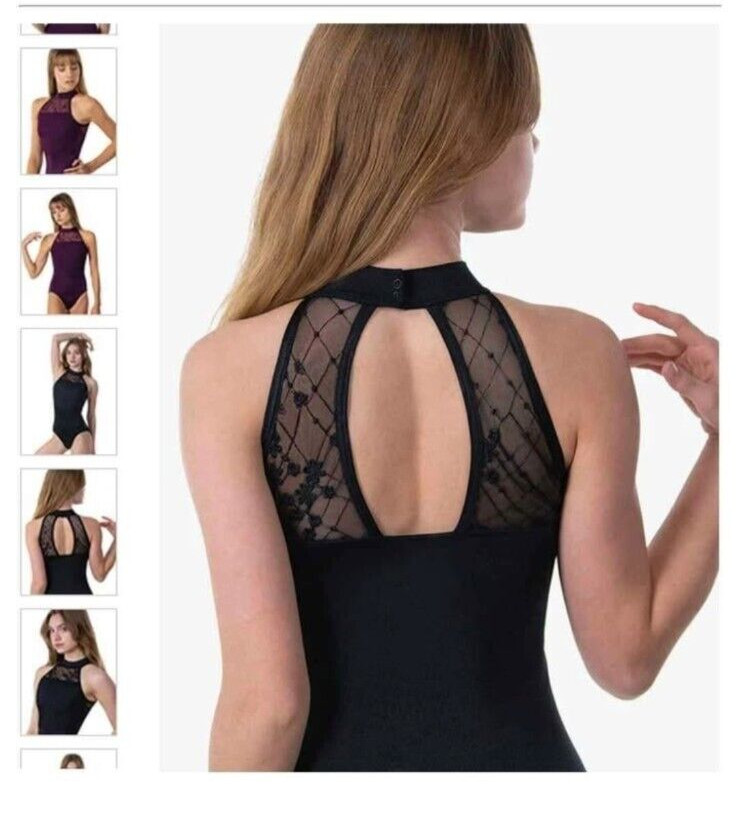 Black Suffolk Illusion High Neck tank leotard