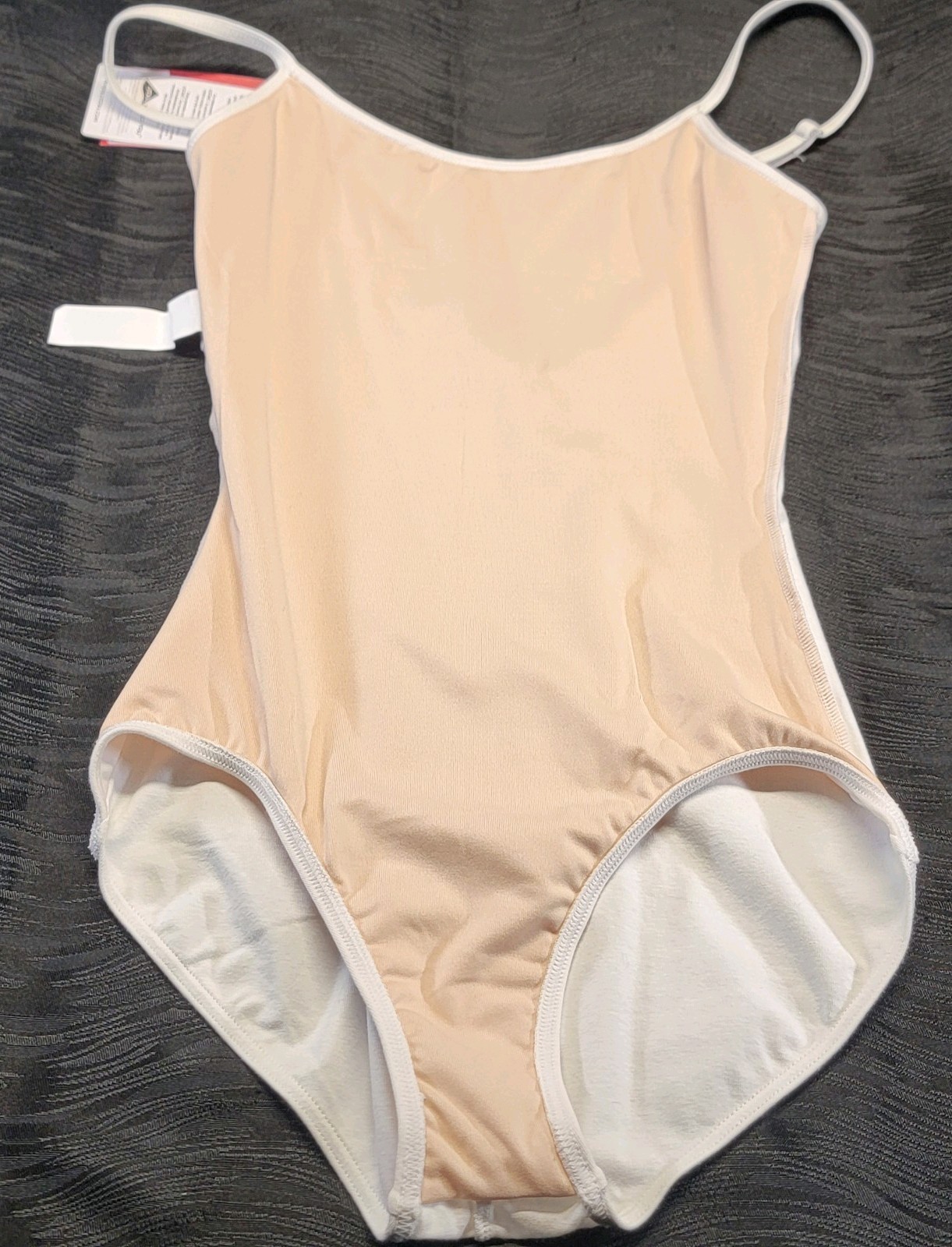 Capezio Camisole Leotard w/Adjustable Straps White scoop front Neck V-back SZ LA