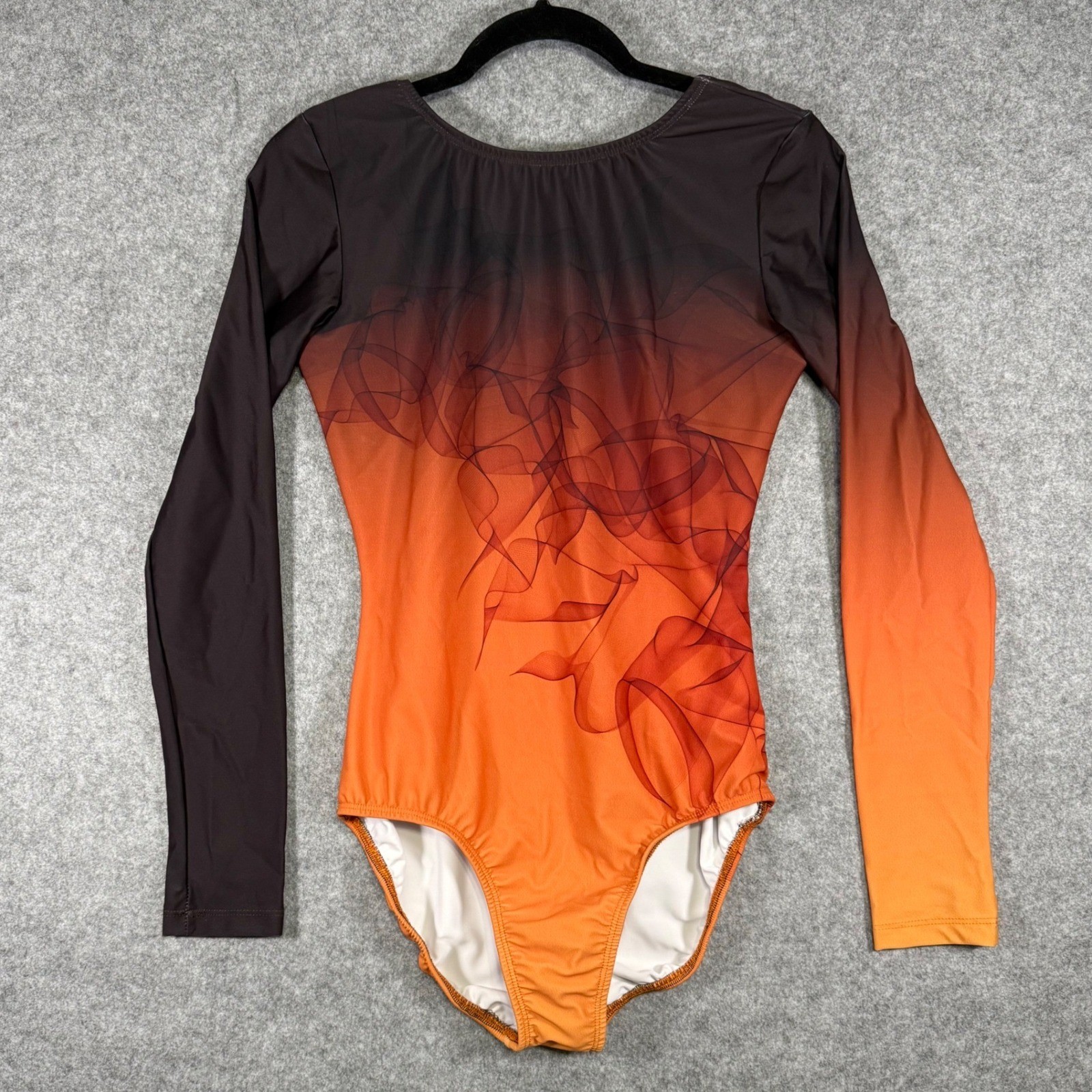 Alexandra Leotard Womens XL Orange Ombre Graphic Long Sleeve Dance Gymnastics