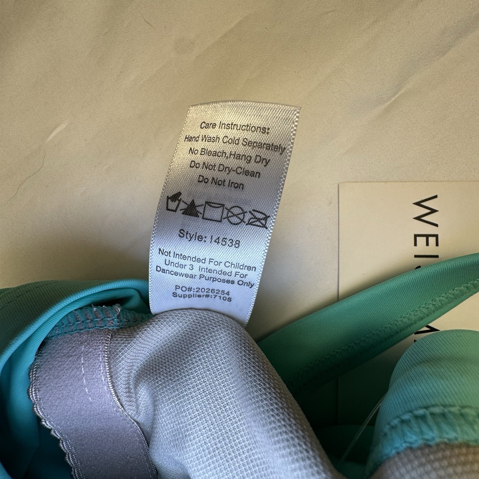 Weissman NWT Aqua Wide Camisole Strappy Ballet Dance Leotard SA 14538