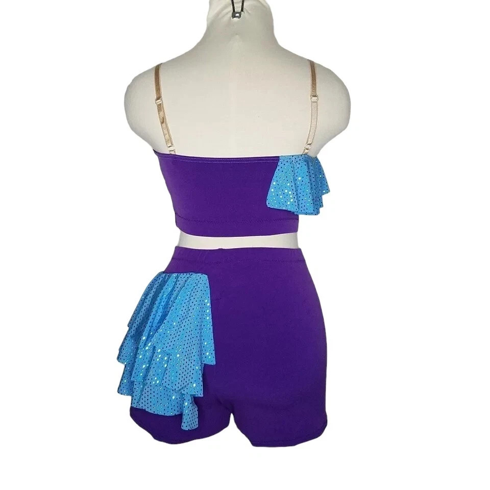 Lot of 17 Amazed Mixed Child & Adult Sz Dance Costume Crop Top & Ruffled Shorts