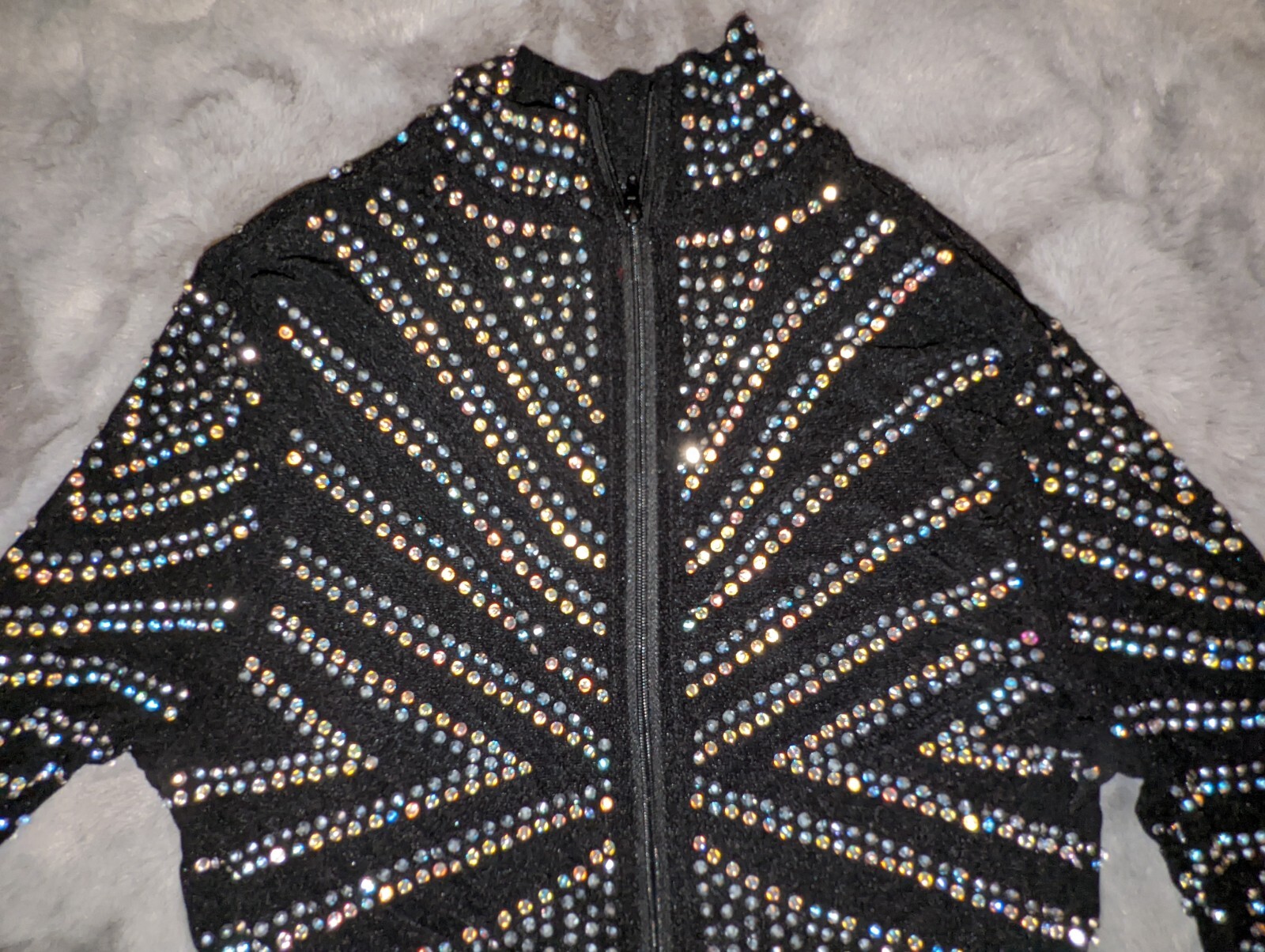 Long Sleeved Black Leotard Body Suit With Rhinestones