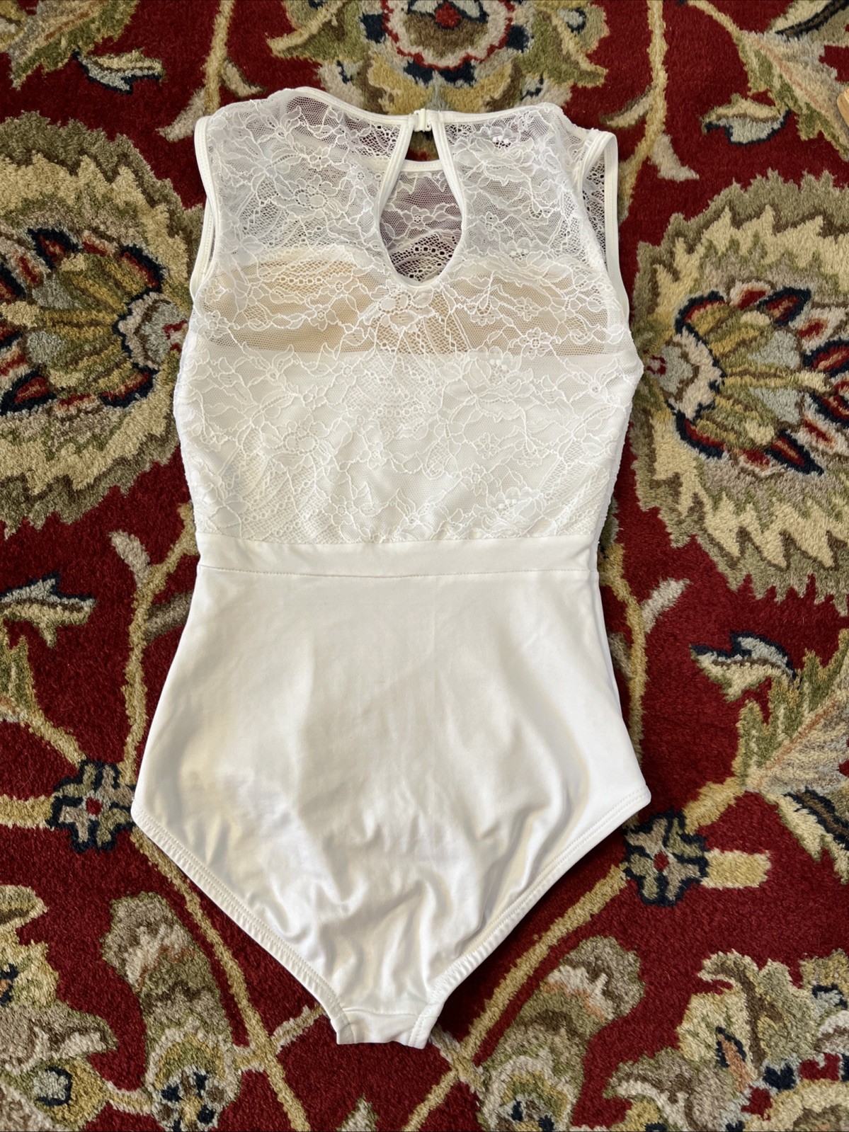 Suffolk Dance Wear Dancewear Small Adult White Lace Leotard Ballet Jazz Classic