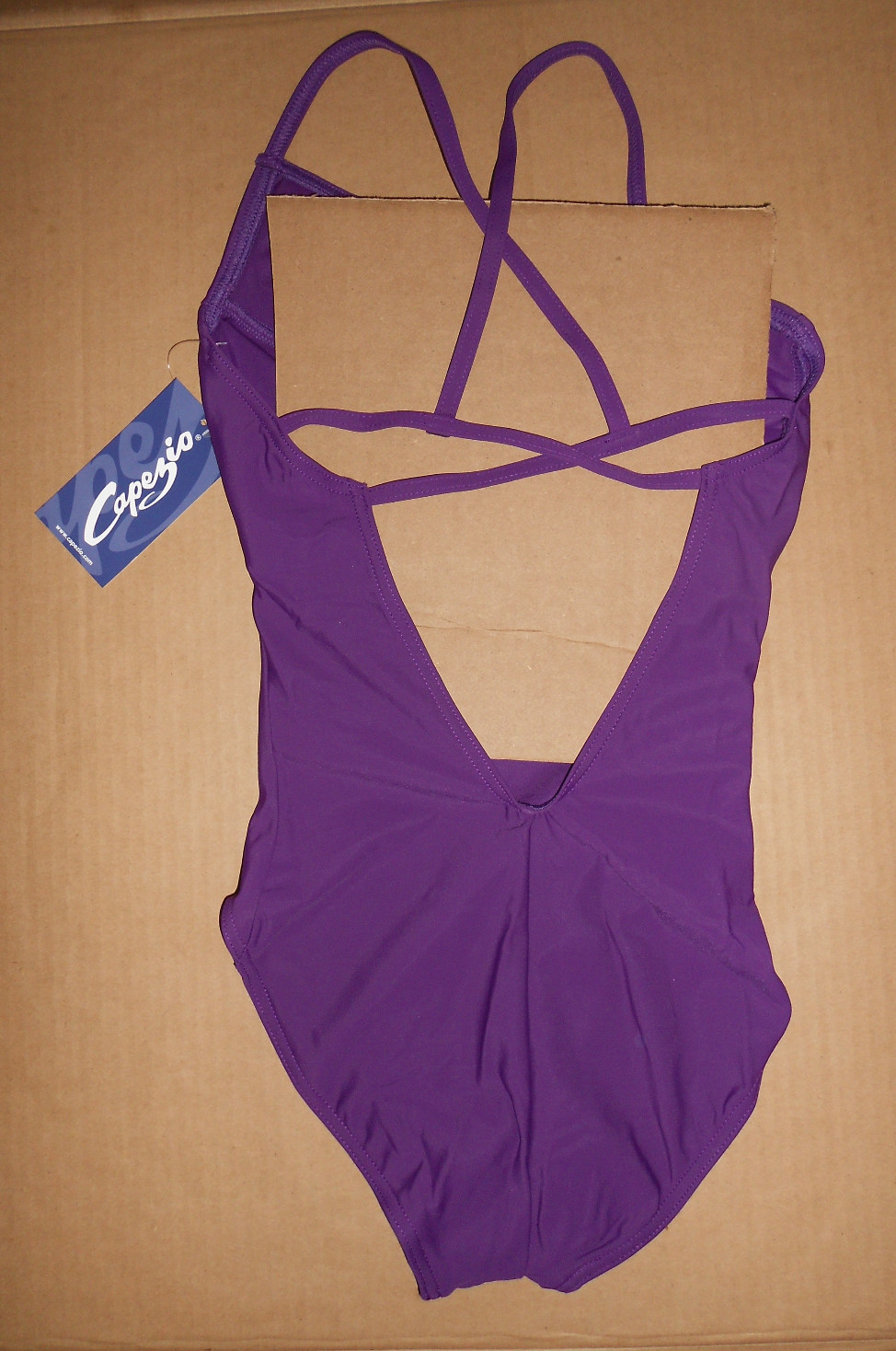 GEOMETRIC STRAP CAMSOLE LEOTARD PLEATED FRONT GRAPE ADULT STYLE NUMBER 10191