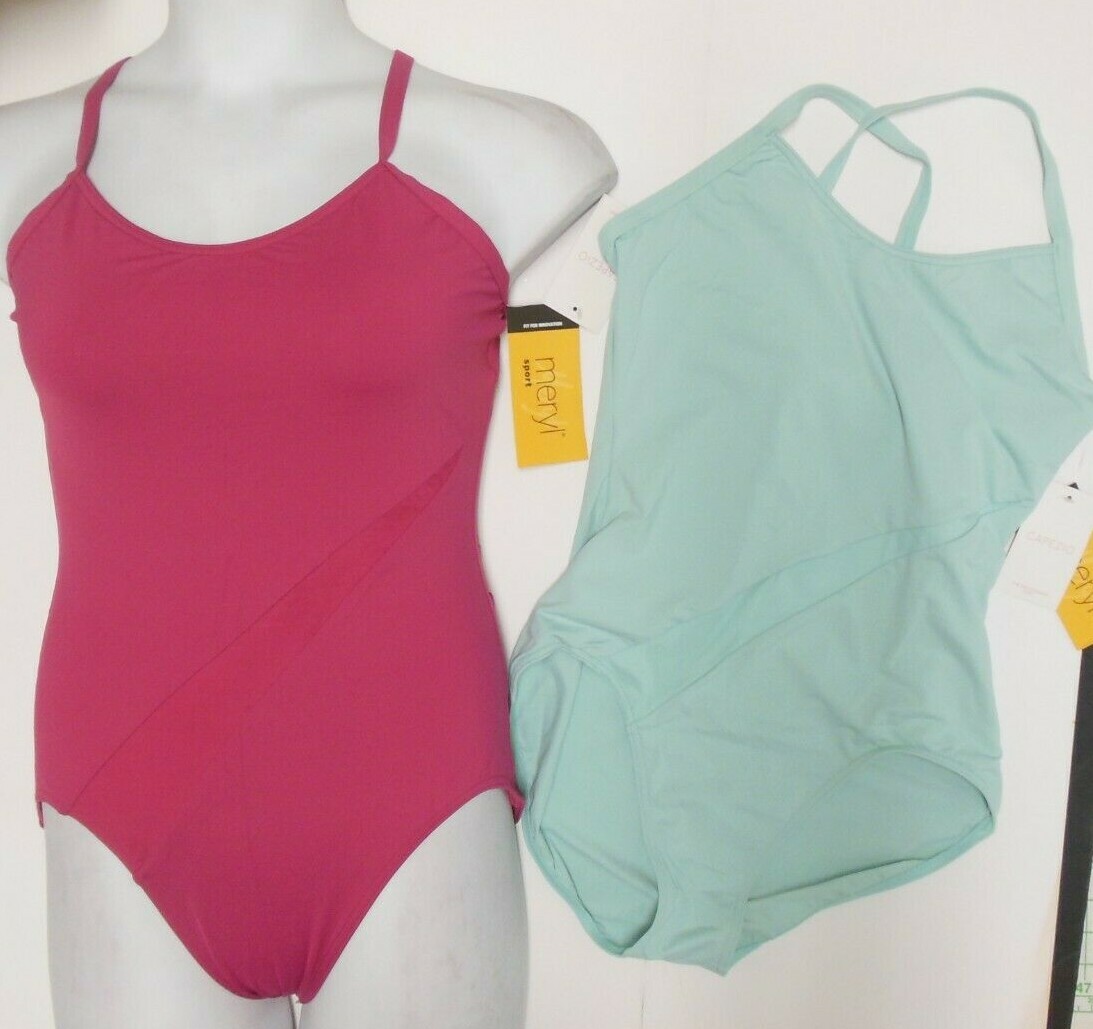 Capezio camisole Leotard 2 colors MC821W ladies XL Meryl mesh inserts Seaf MULB