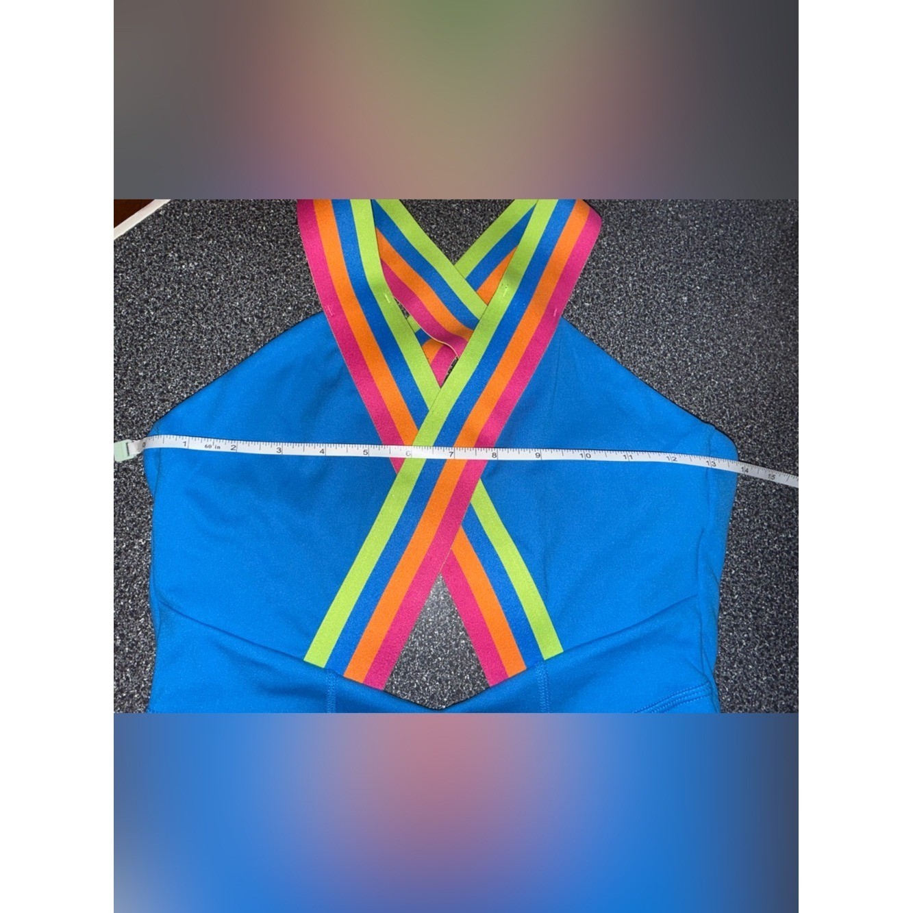Jo & Jax NWT!! Blue Girls‘ Dance Biketard with Rainbow Straps Size Adult Small