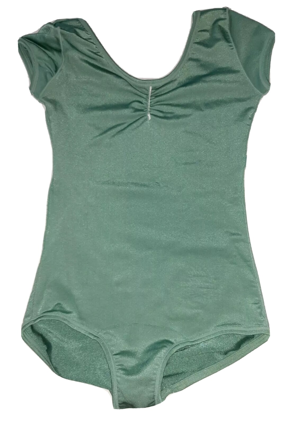 Vintage 80s Lady Nautilus Skin II Leotard Green Shiny Spandex Cap Sleeve Average