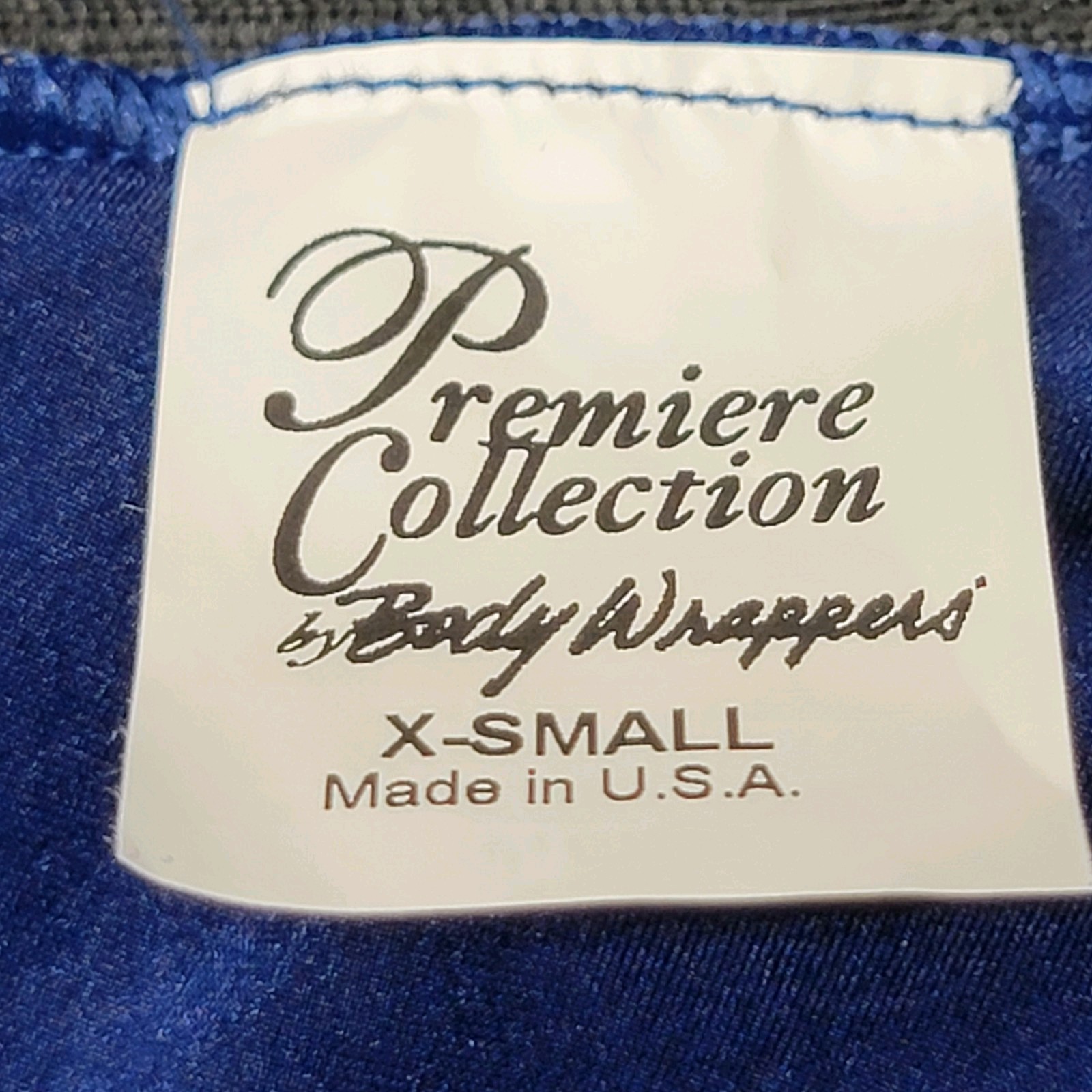 Body Wrappers Premiere Tank Leotard Navy Blue Floral Lace Neck Strap Back SZ XS