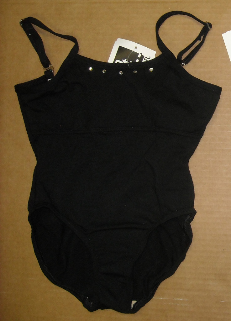 Strappy adjustable strap camisole leotard rhinestone back front ladies sizes