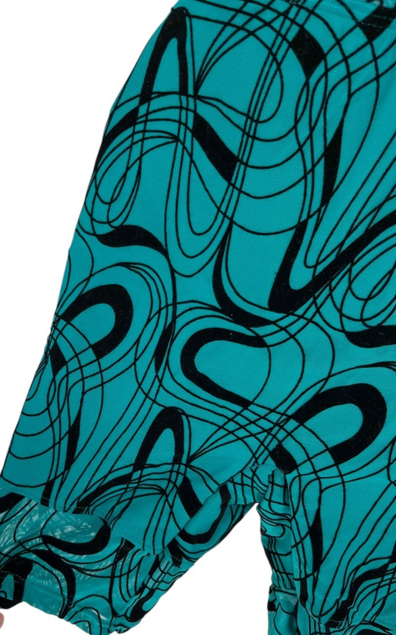 Weissman Biketard Women’s Size Medium 15854 Teal Flocked Y2K Performancecore