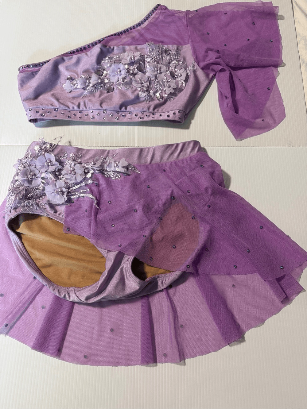 Patrick J designs solo custom dance costume 2 piece lavender purple fara MA adul