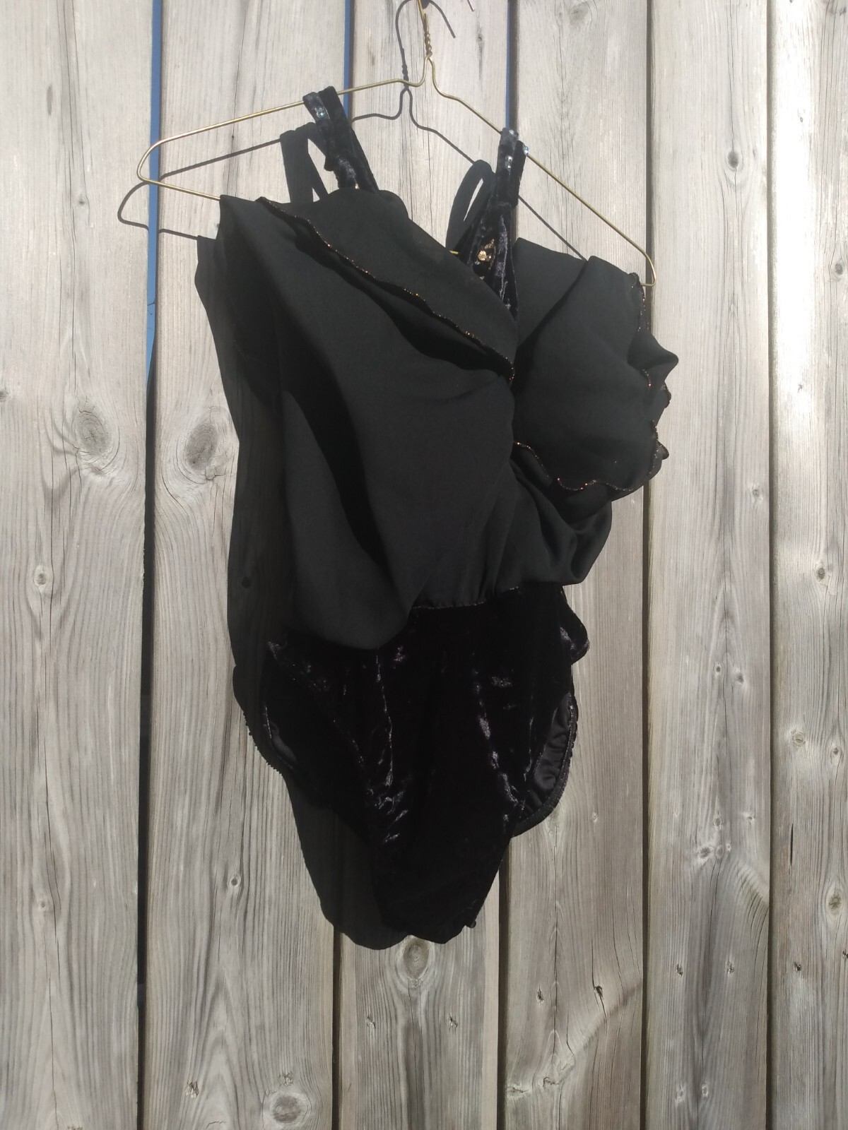 Black Dance Leotard Dress Velour Chiffon – Girl’s or Women’s Size